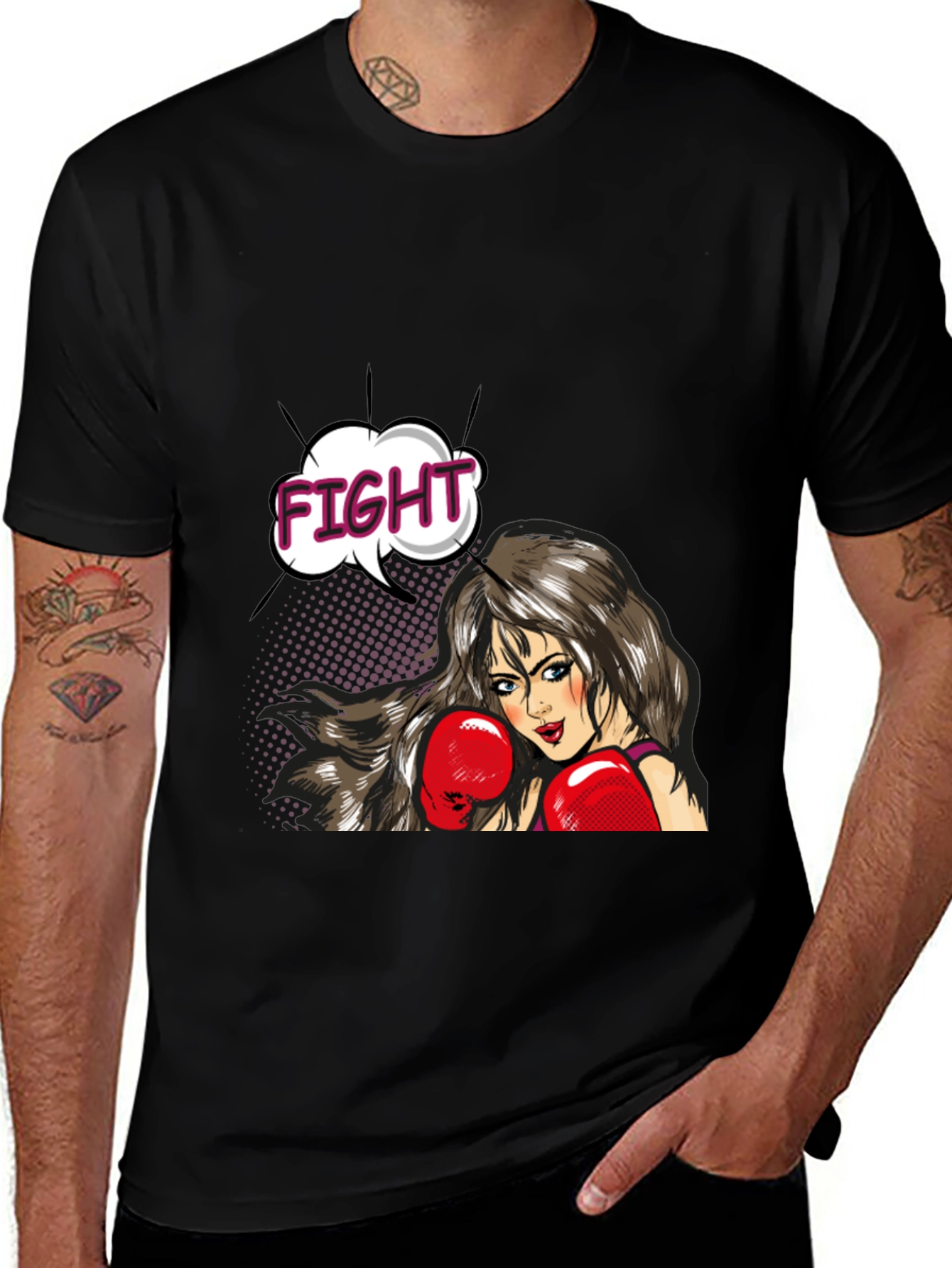 Variant 25 of Fight Girl Graphic Tee - Stylish Comic Book T-Shirt