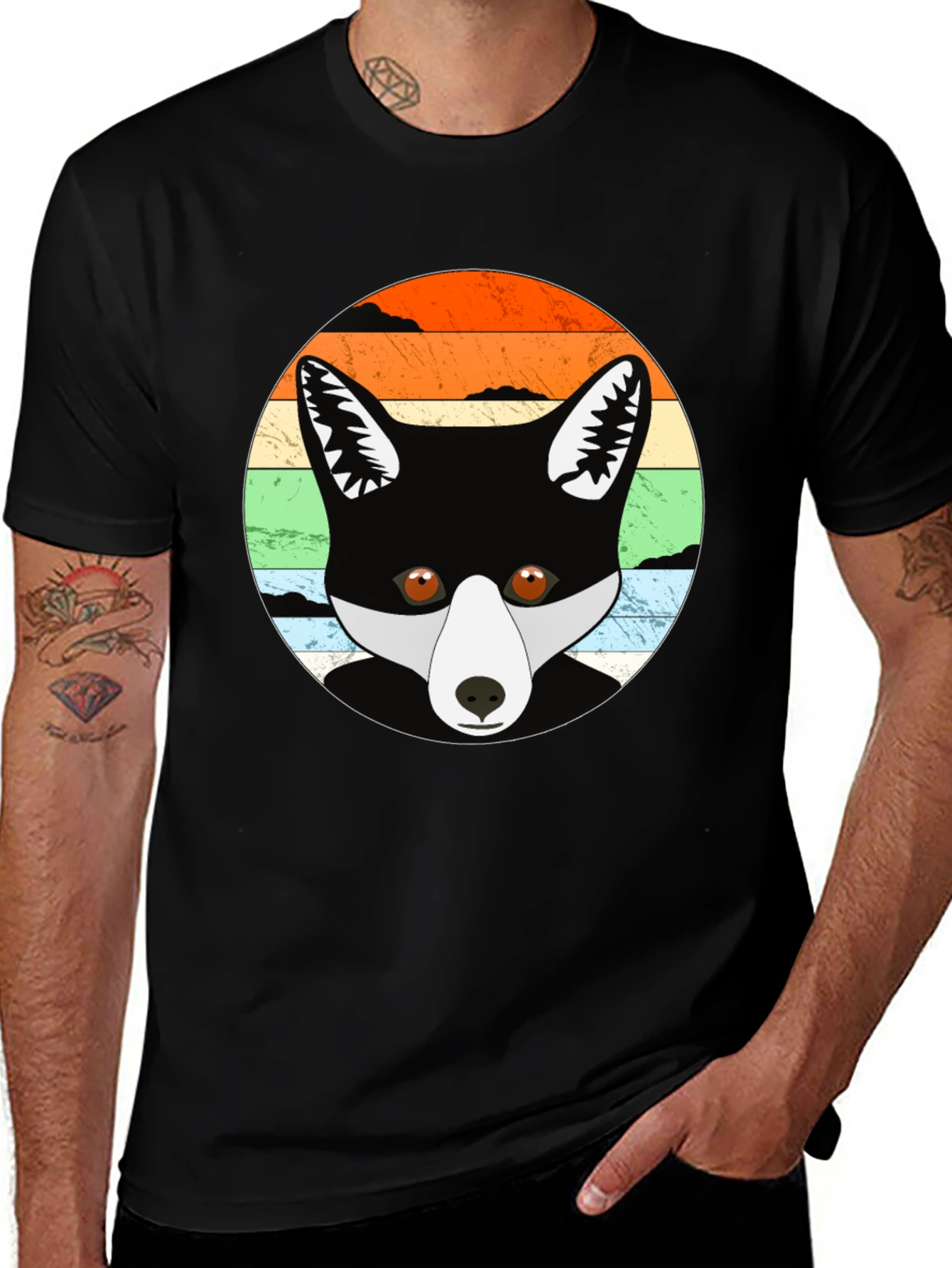 Variant 6 of Retro Fox Graphic Tee - Unisex Black T-Shirt