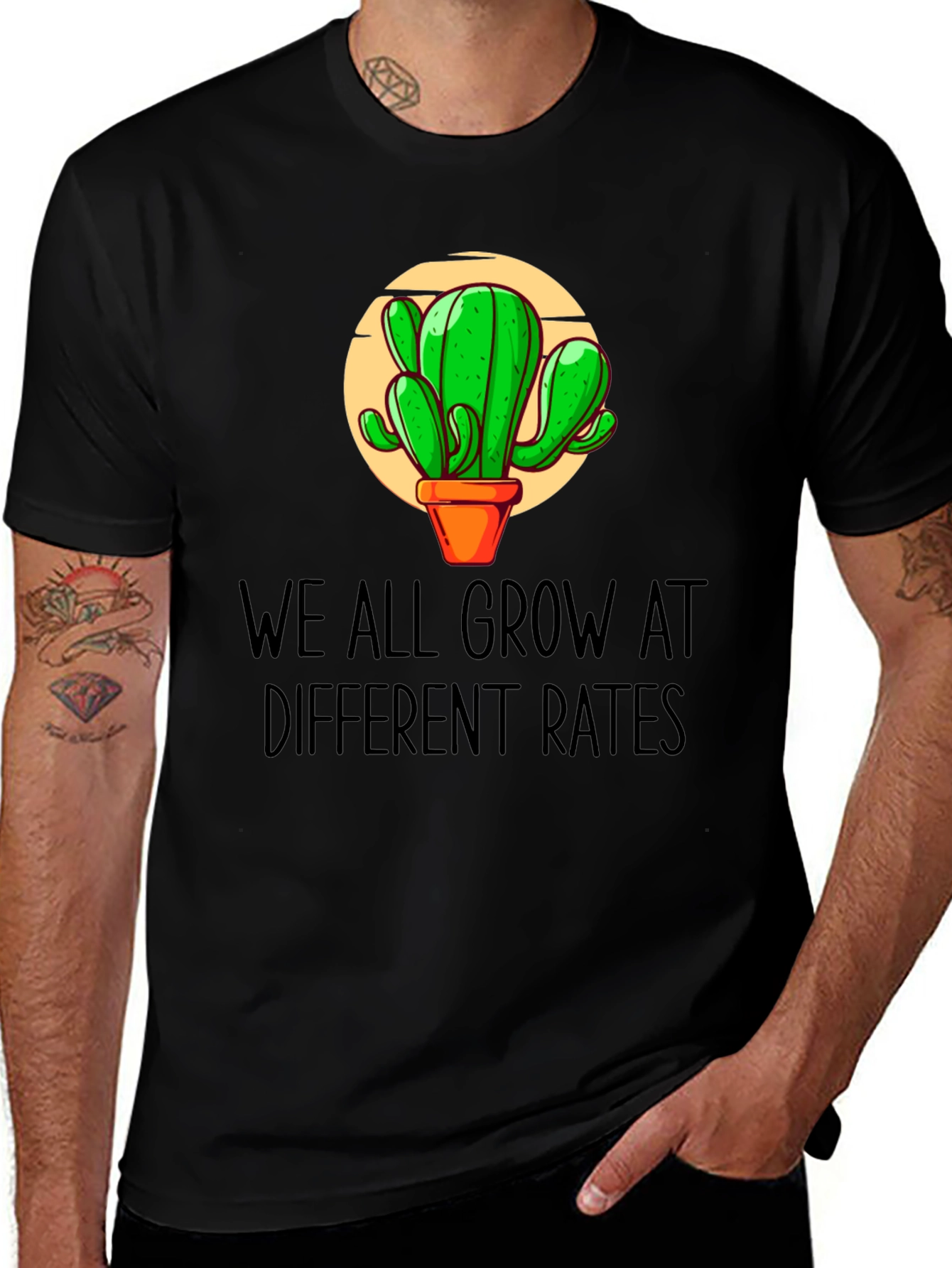 Variant 20 of Cactus Growth Tee - We All Grow At Different Rates Graphic T-Shirt