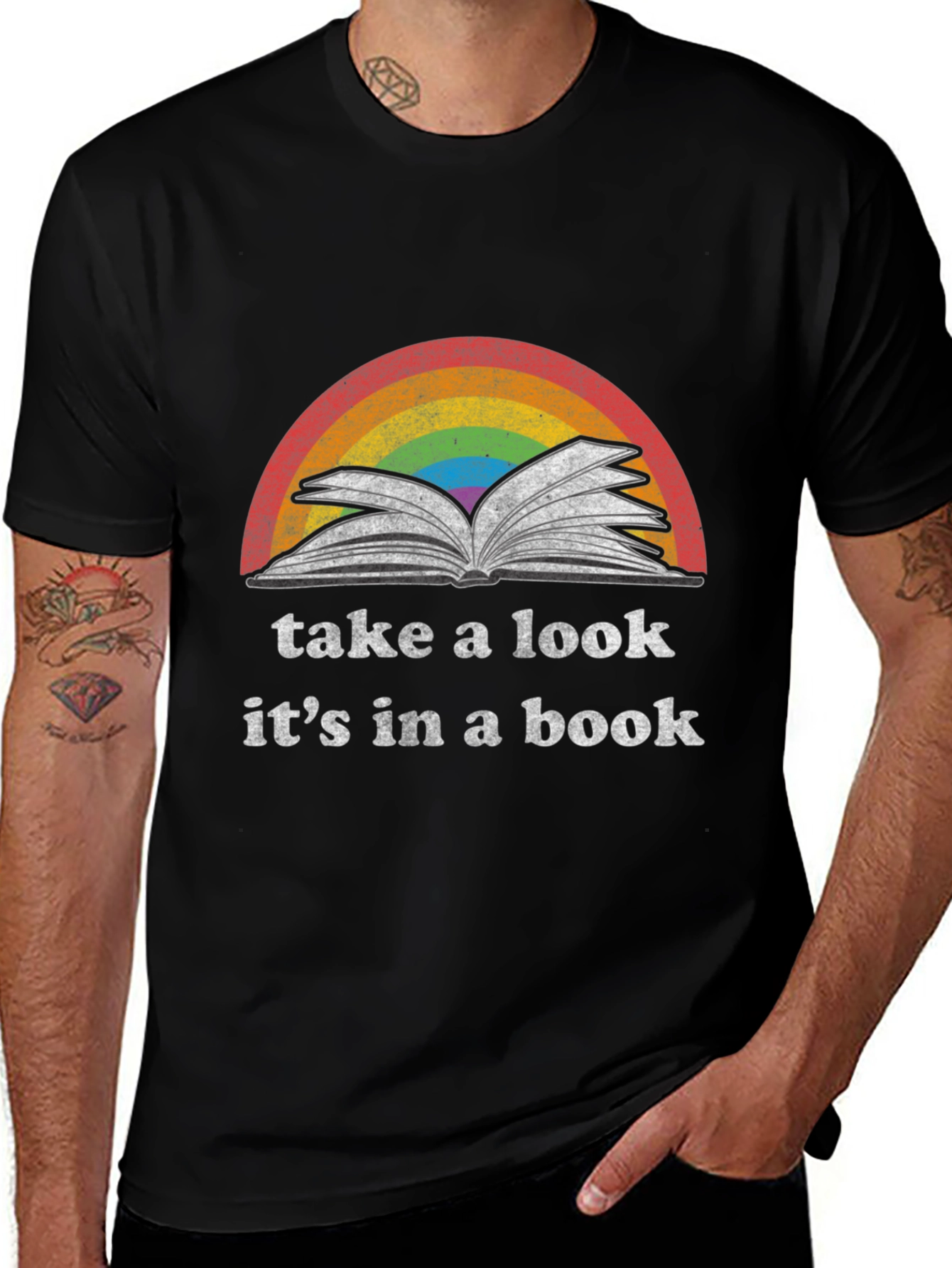 Variant 26 of Rainbow Book T-Shirt - "Take a Look, It's In A Book"