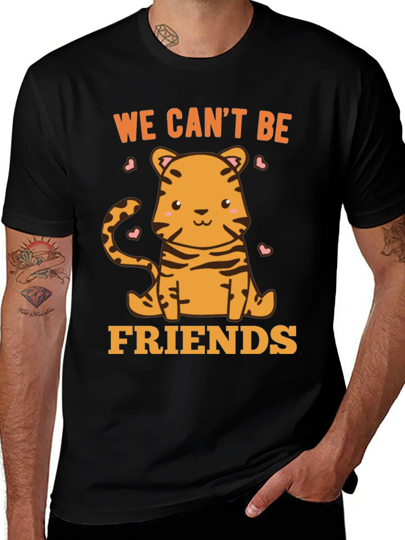 Variant 21 of Cute Tiger Graphic Tee - We Can't Be Friends - Soft Cotton Blend
