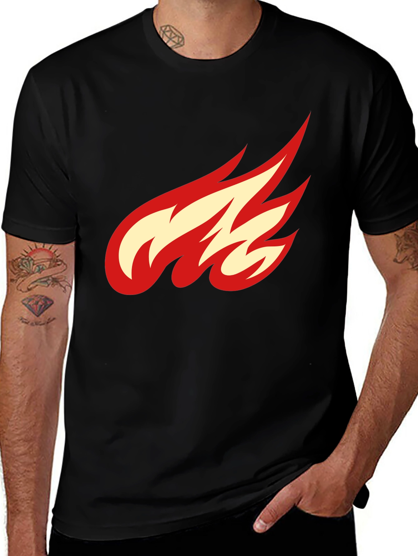 Variant 28 of Flame Graphic Black T-Shirt - Casual Cool