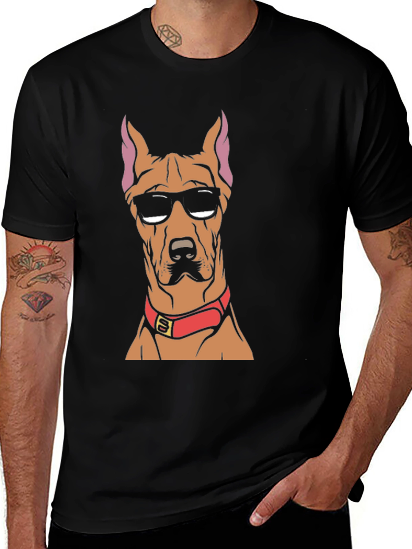 Variant 7 of Cool Dog T-Shirt: Doberman with Sunglasses