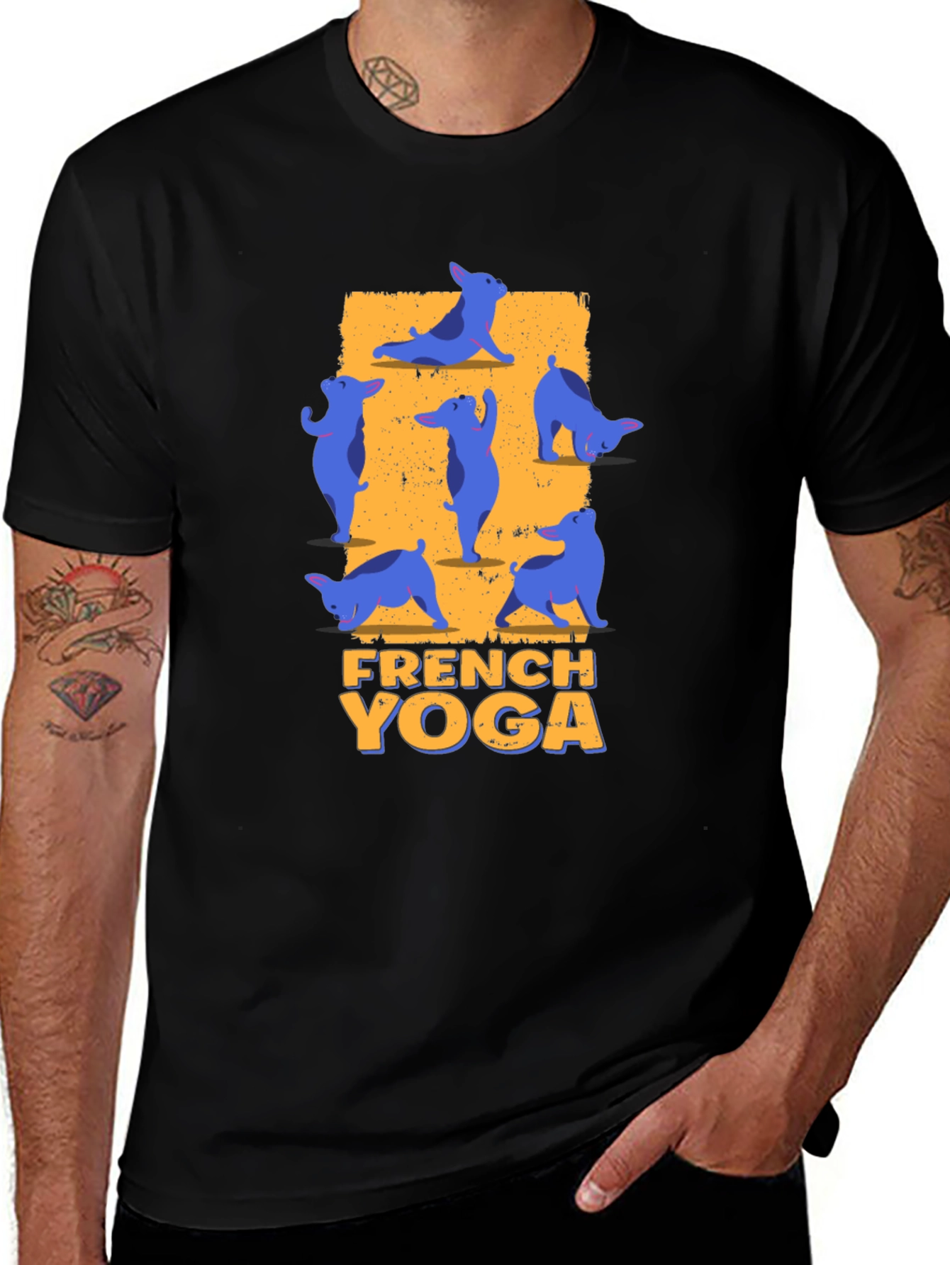 Variant 7 of French Bulldog Yoga Black T-Shirt
