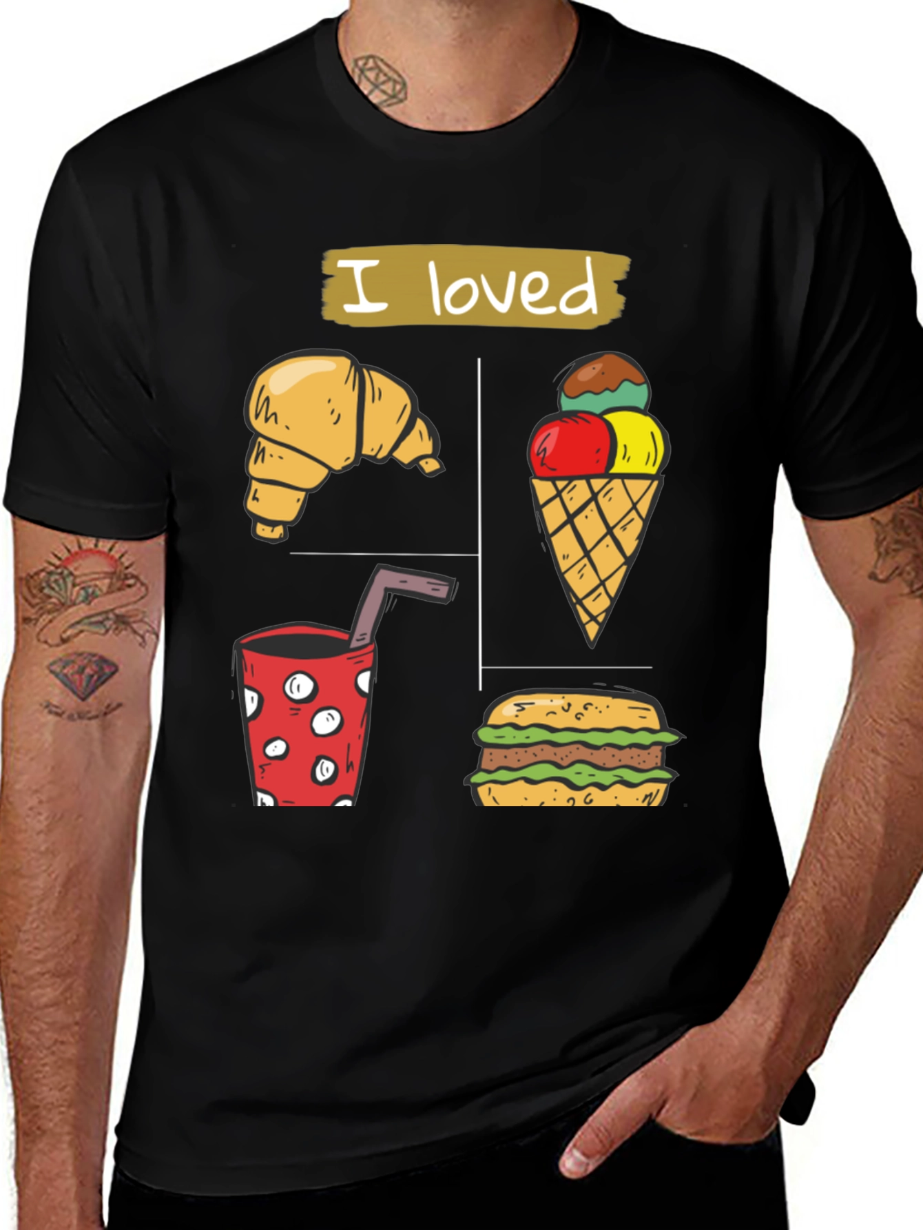 I Loved Food T-Shirt -  Cartoon Style