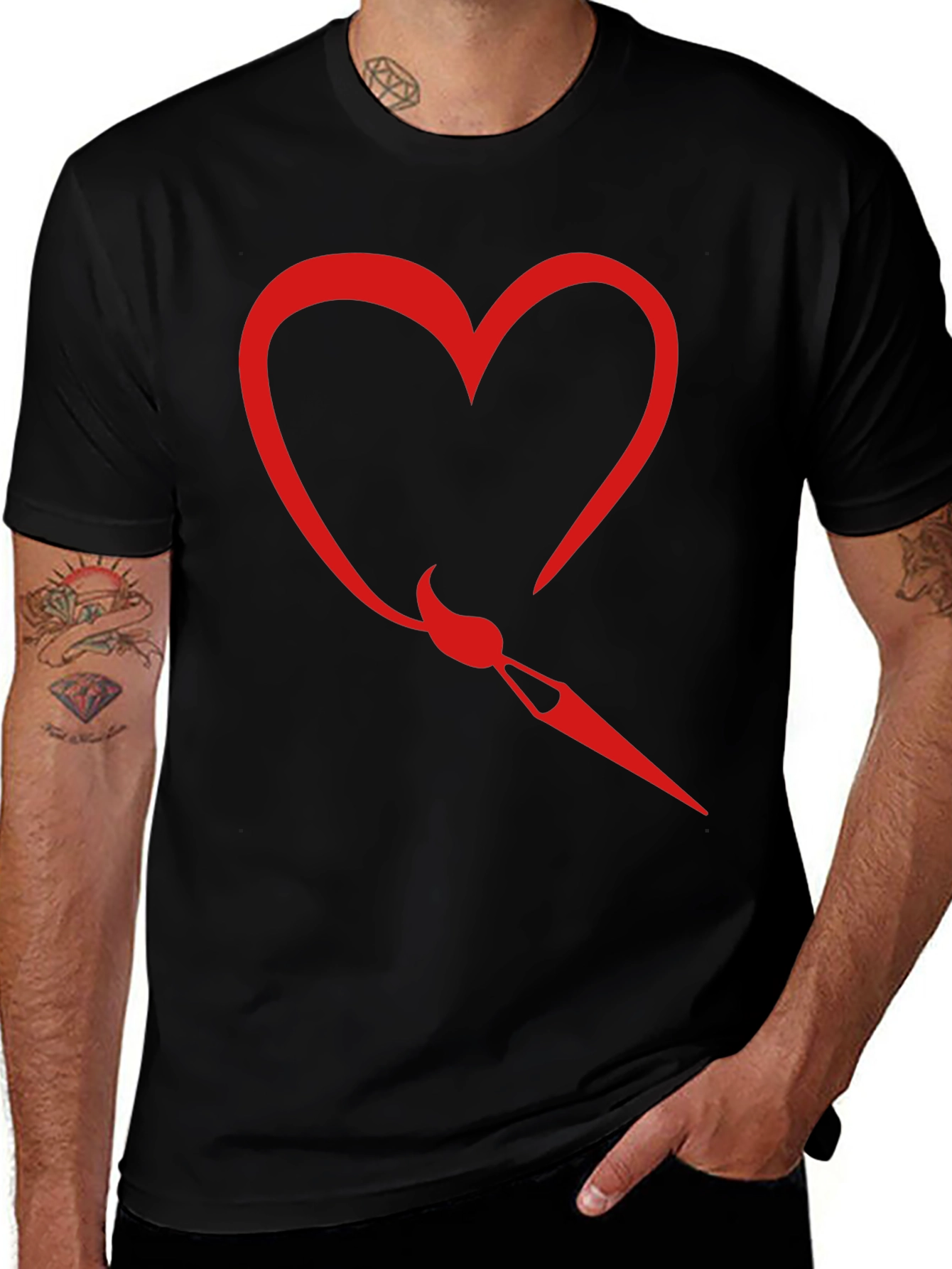 Variant 15 of Heart & Paintbrush Graphic Tee - Black