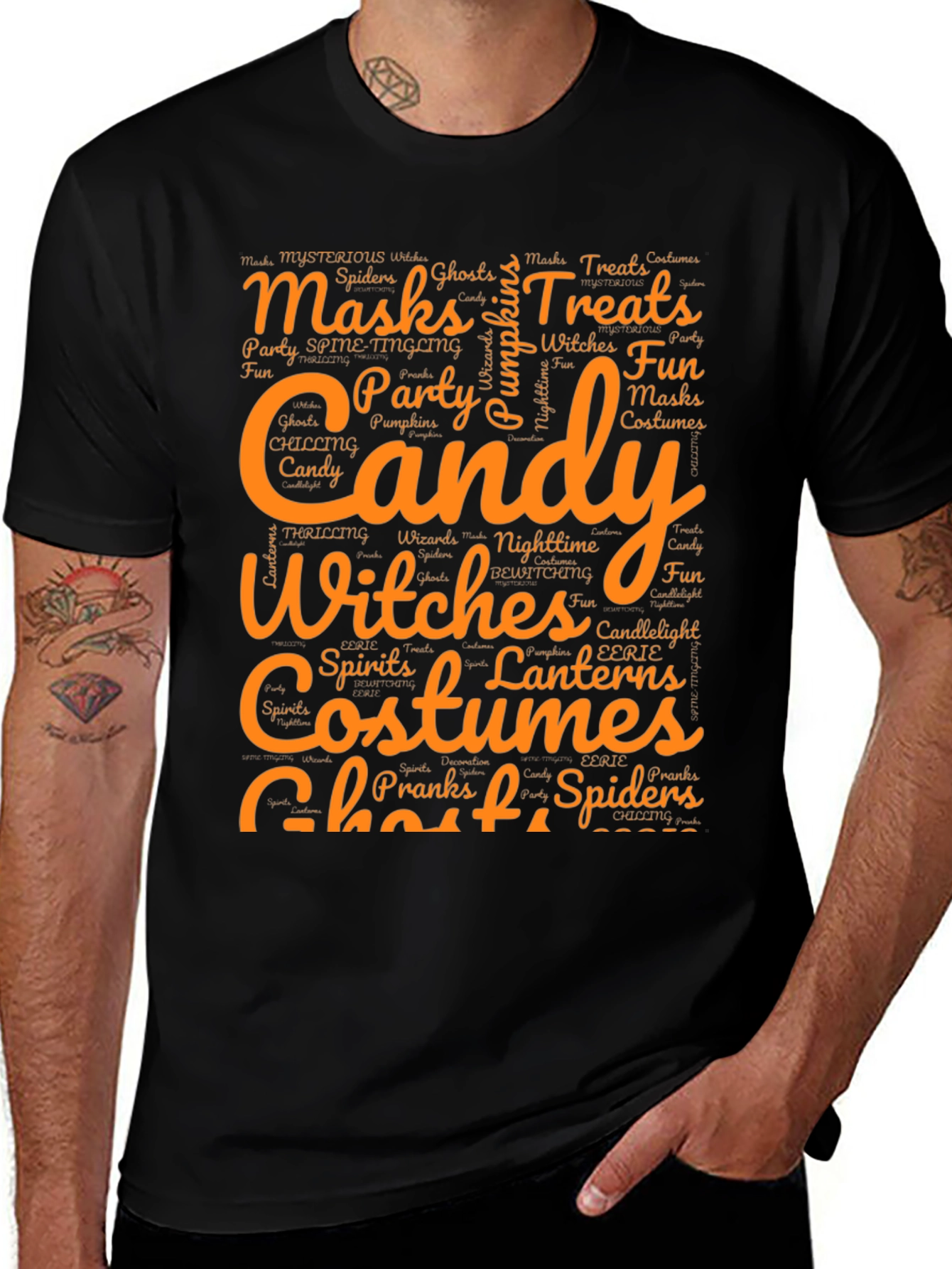 Halloween Word Art Graphic T-Shirt