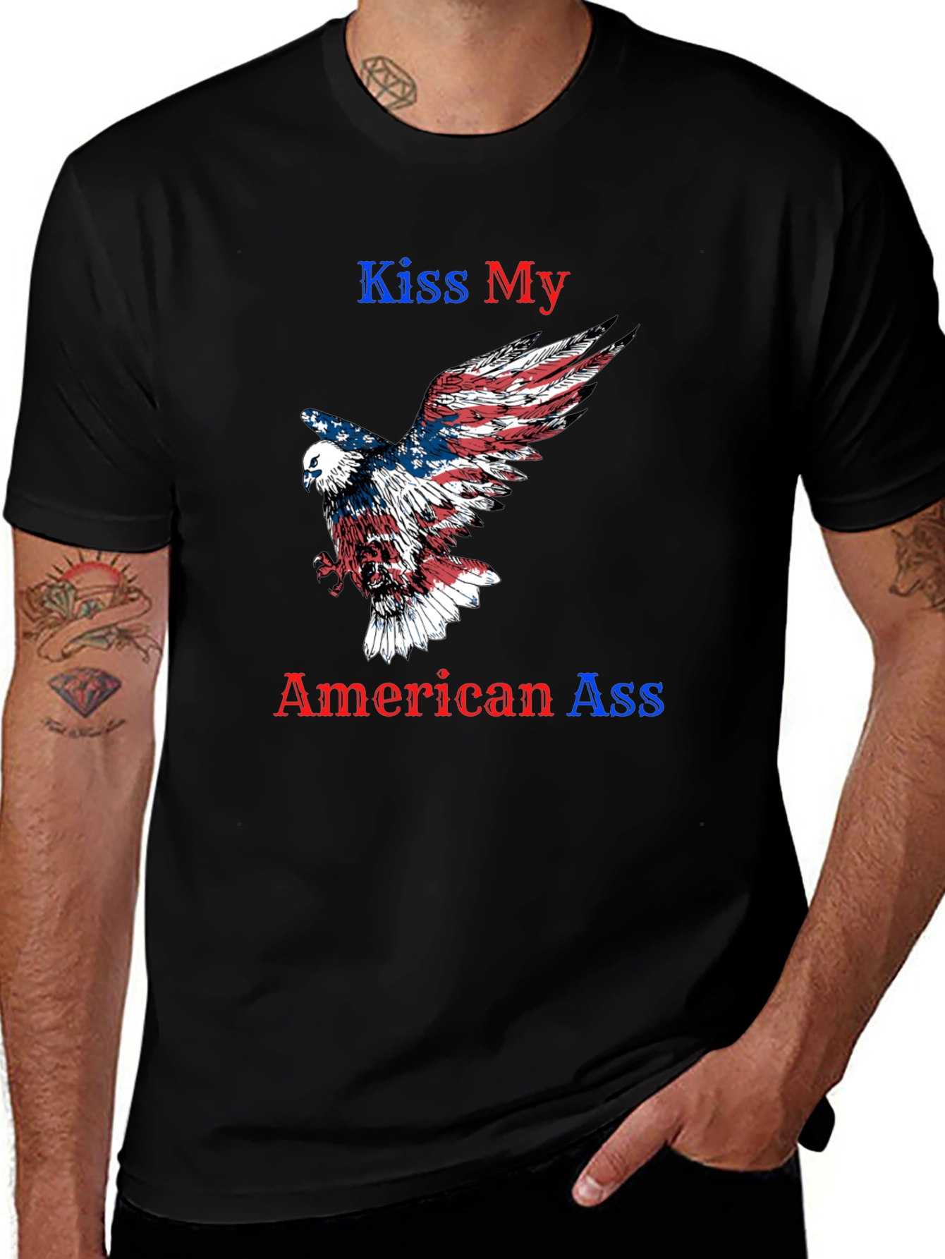 Variant 4 of Patriotic Eagle Kiss My American Ass Graphic T-Shirt