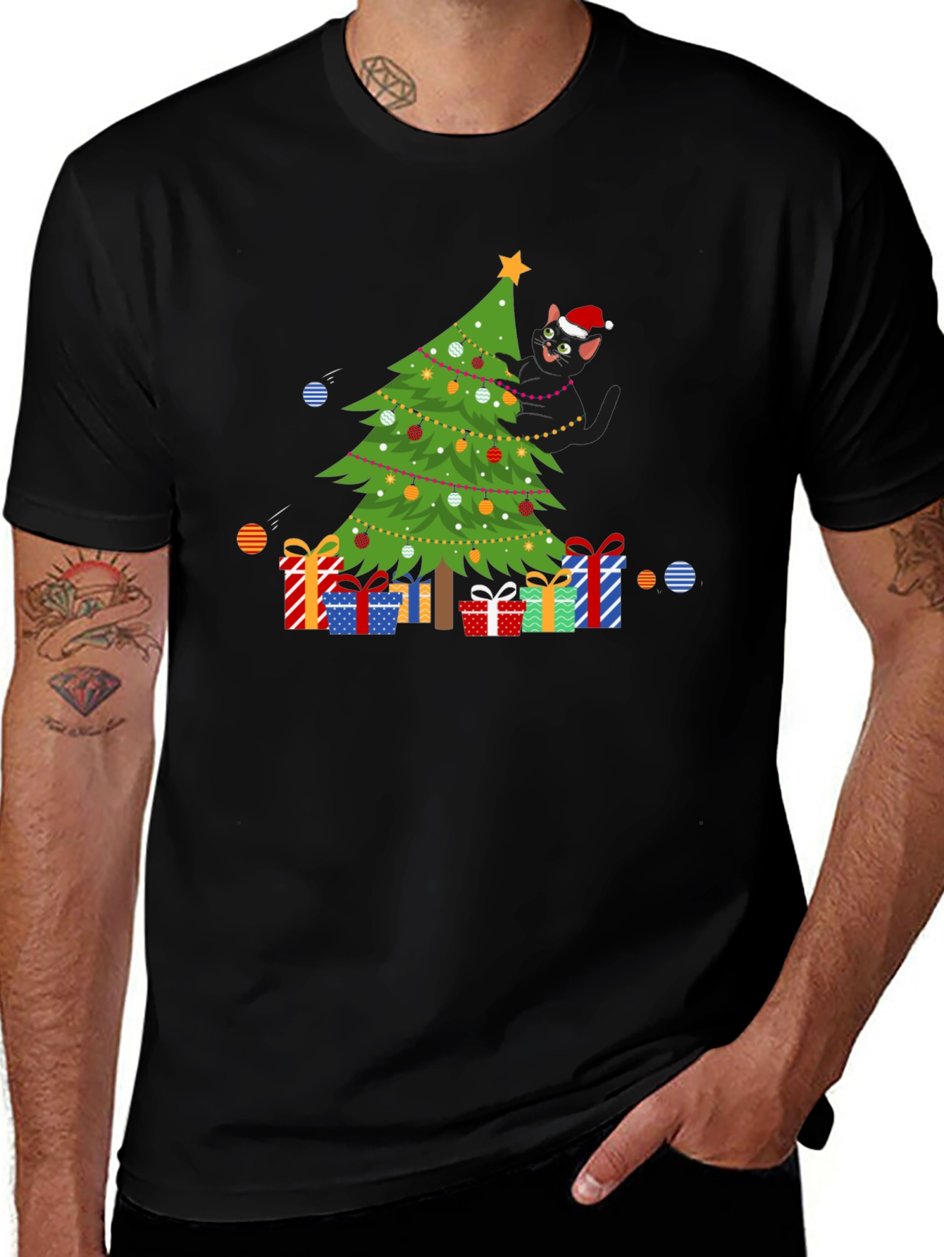 Christmas Tree Cat Lover T-Shirt