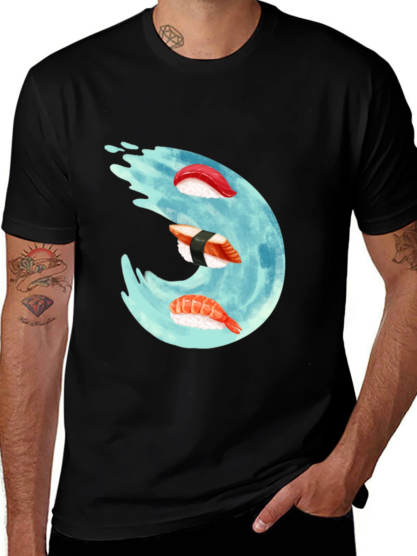 Variant 19 of Sushi Wave Graphic Tee - Unique Foodie Fashion