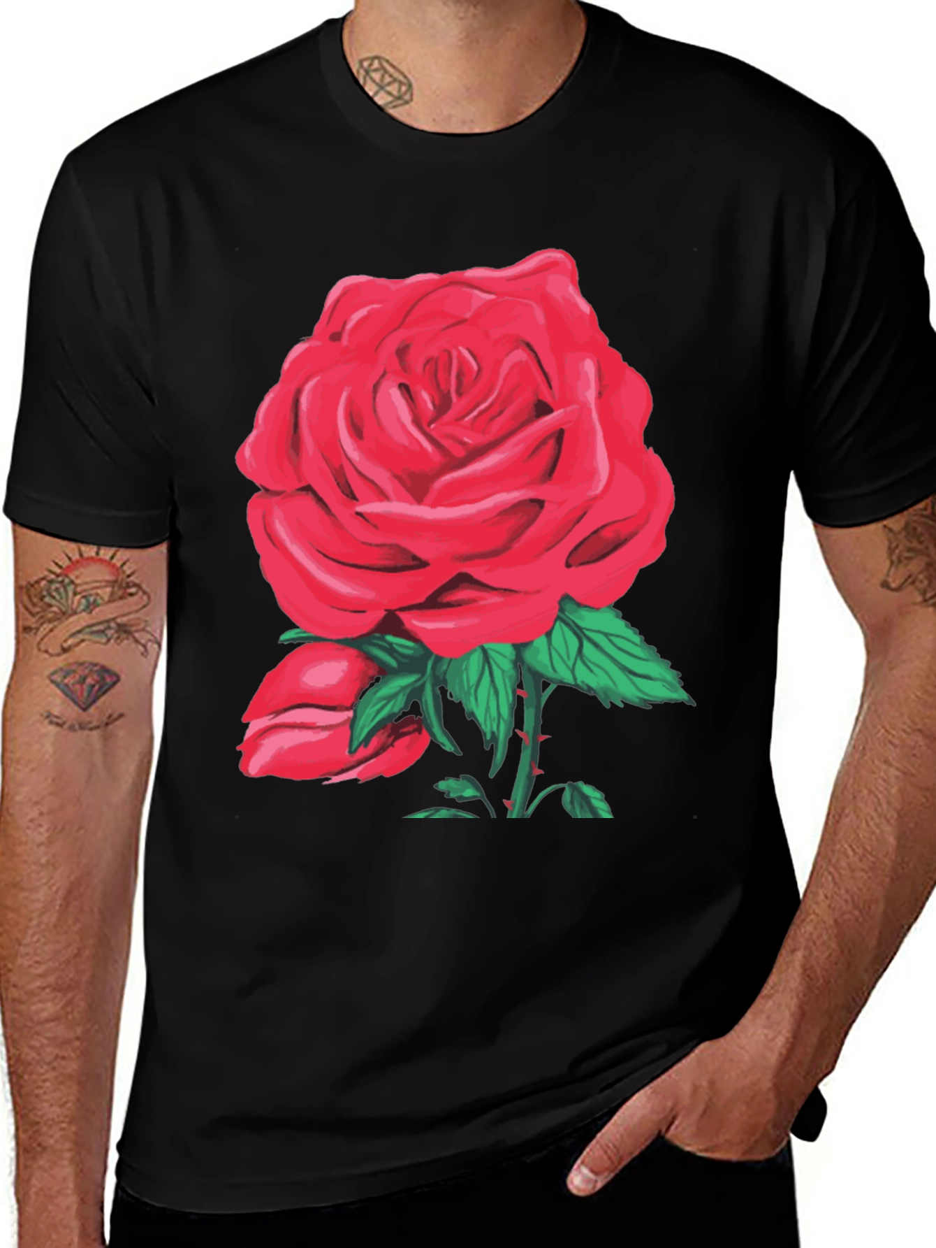 Variant 21 of Red Rose Graphic T-Shirt - Floral Design