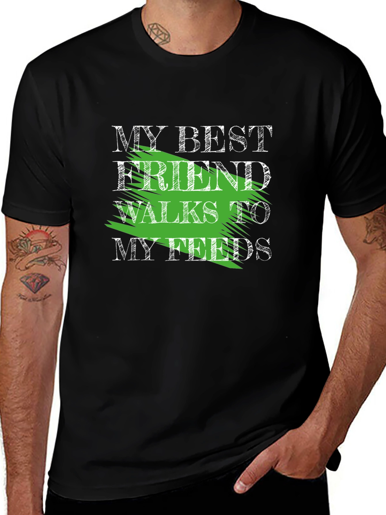Variant 23 of My Best Friend Walks to My Feeds Graphic Tee