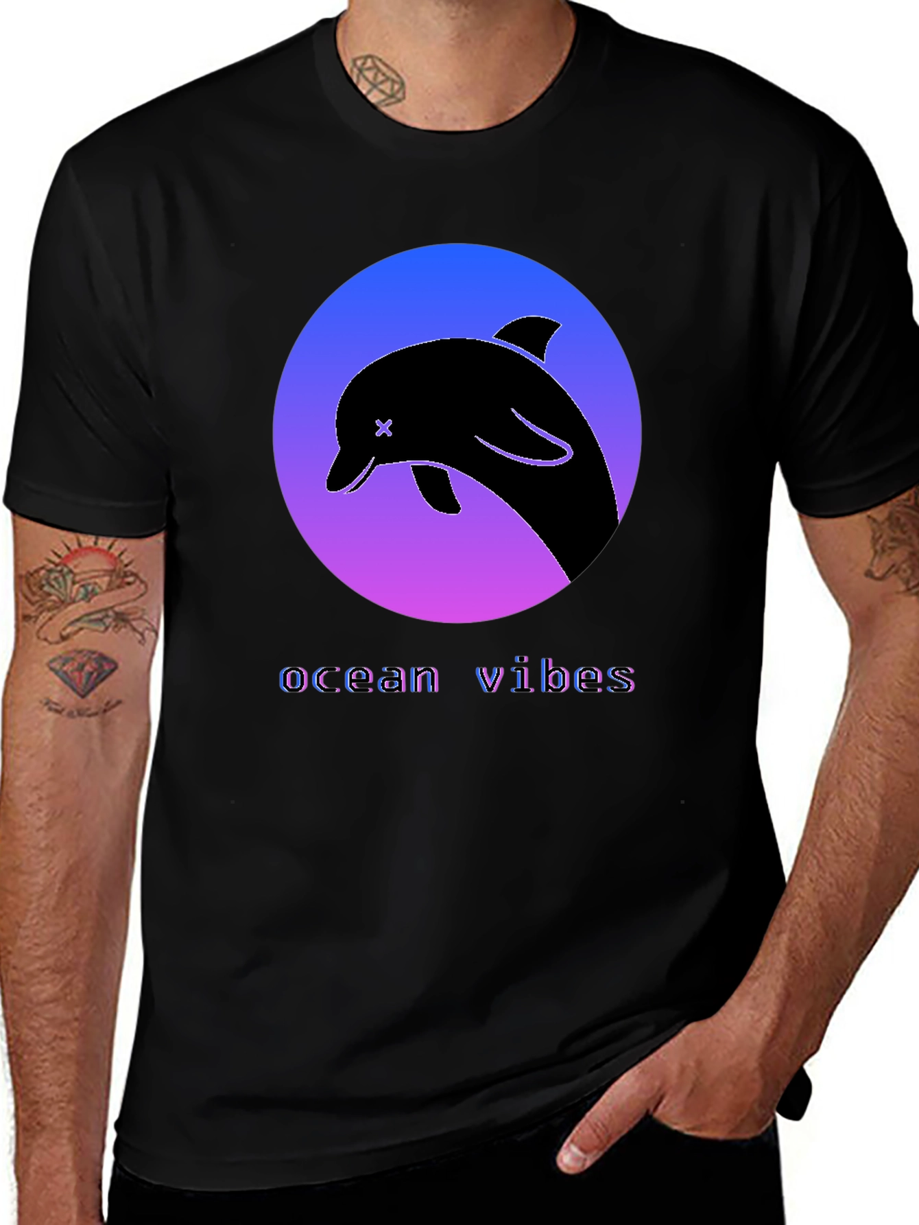 Variant 9 of Ocean Vibes Dolphin Graphic Tee - Stylish Comfort