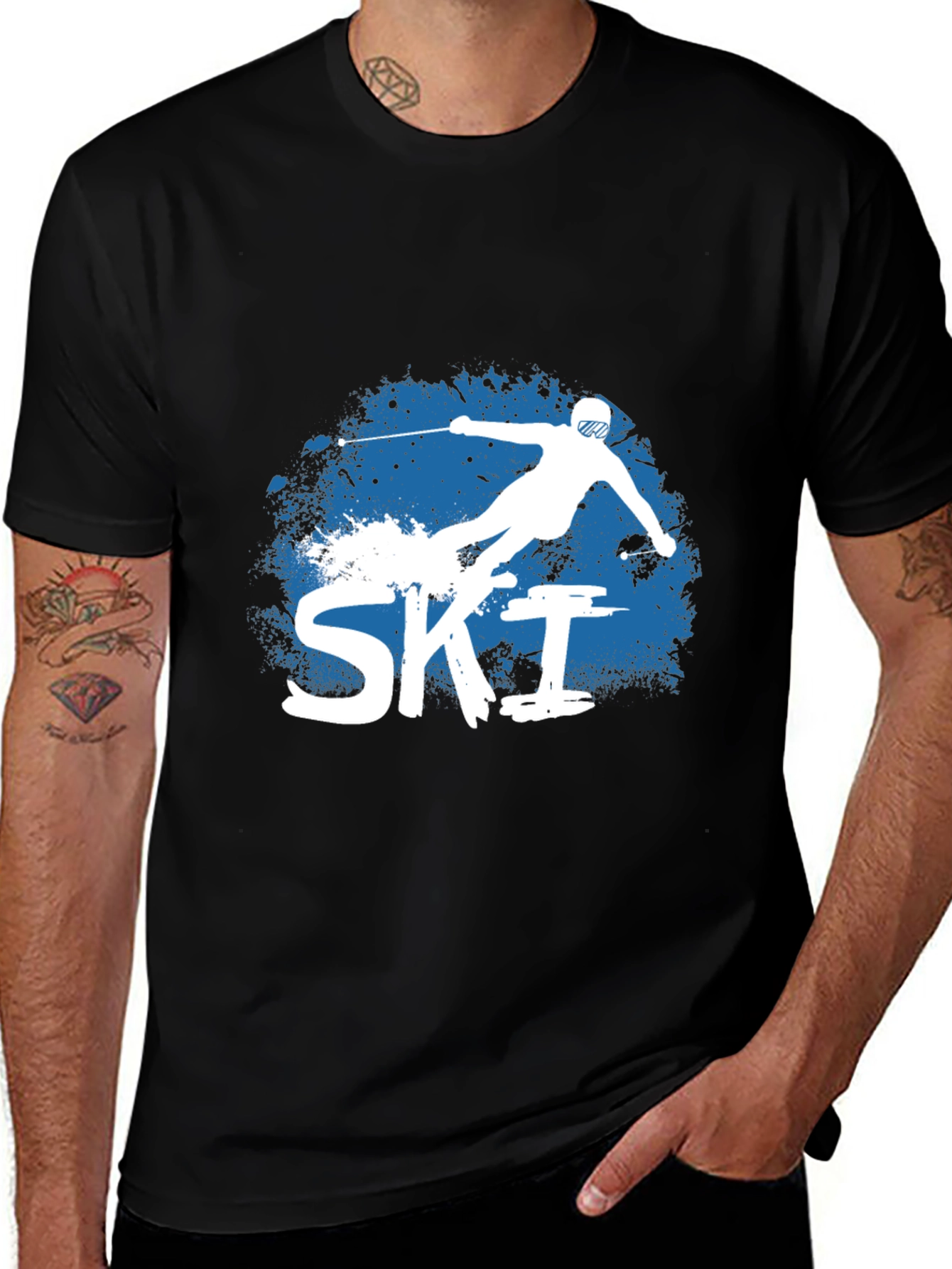 Variant 13 of Ski T-Shirt - Black Graphic Tee