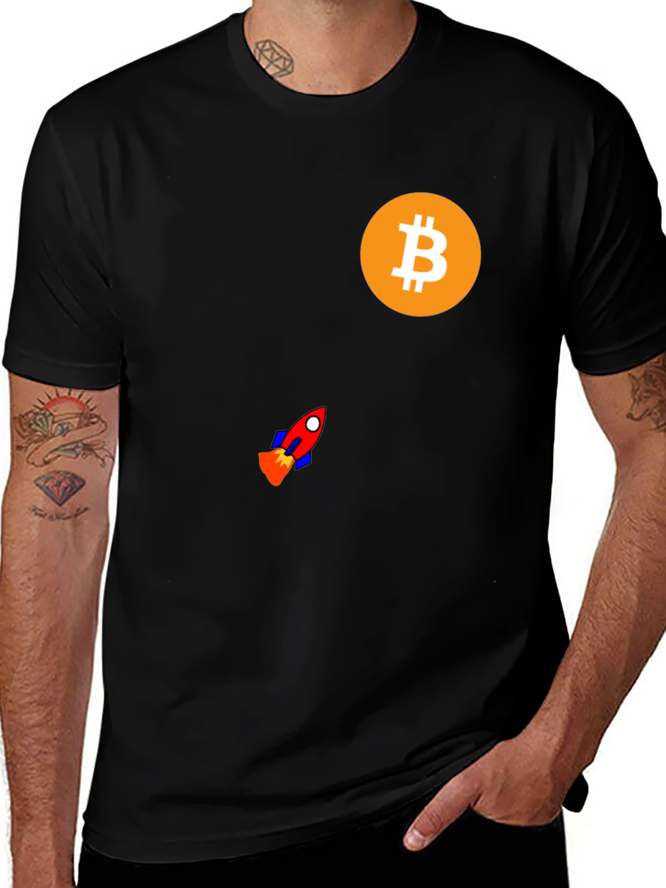 Variant 11 of Bitcoin Rocket to the Moon Black T-Shirt