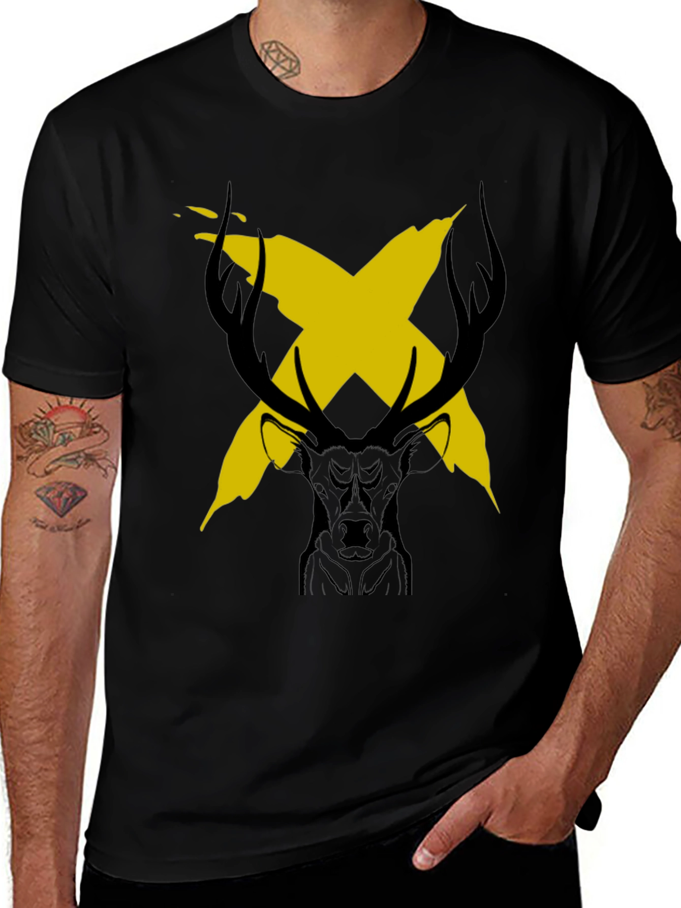 Variant 24 of Stag X Graphic Black T-Shirt - Bold & Unique Design