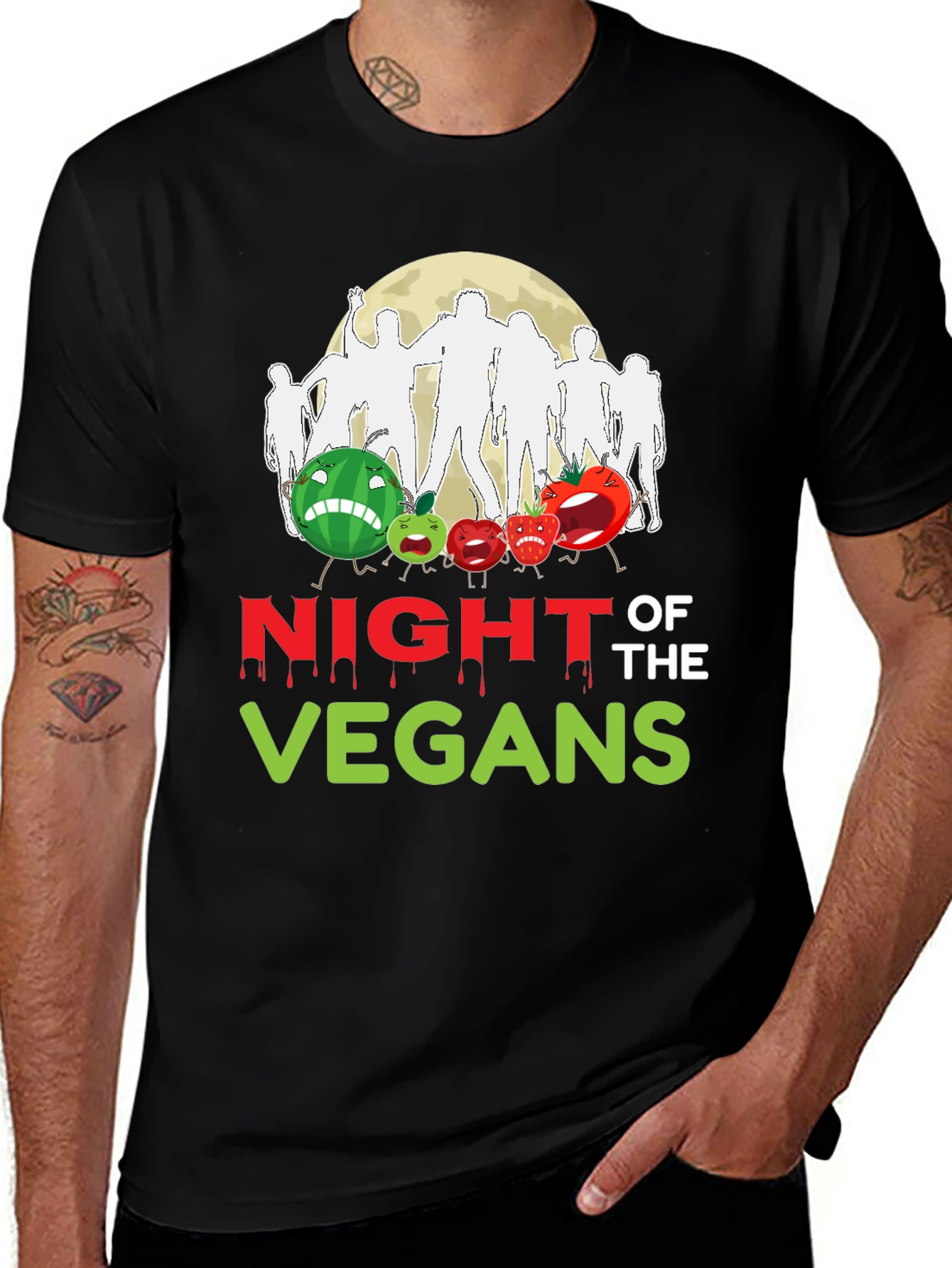 Variant 7 of Night of the Vegans T-Shirt - Funny Zombie Vegan Tee