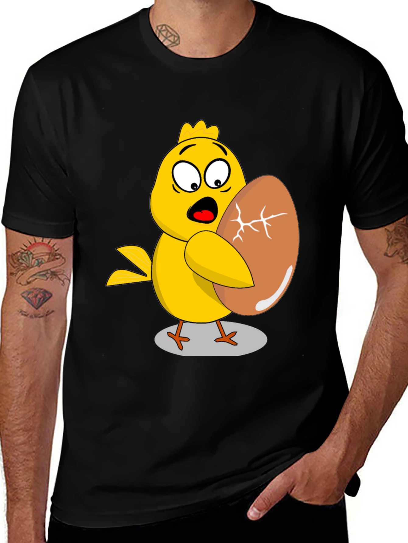 Variant 10 of Funny Chick Holding Cracked Egg T-Shirt
