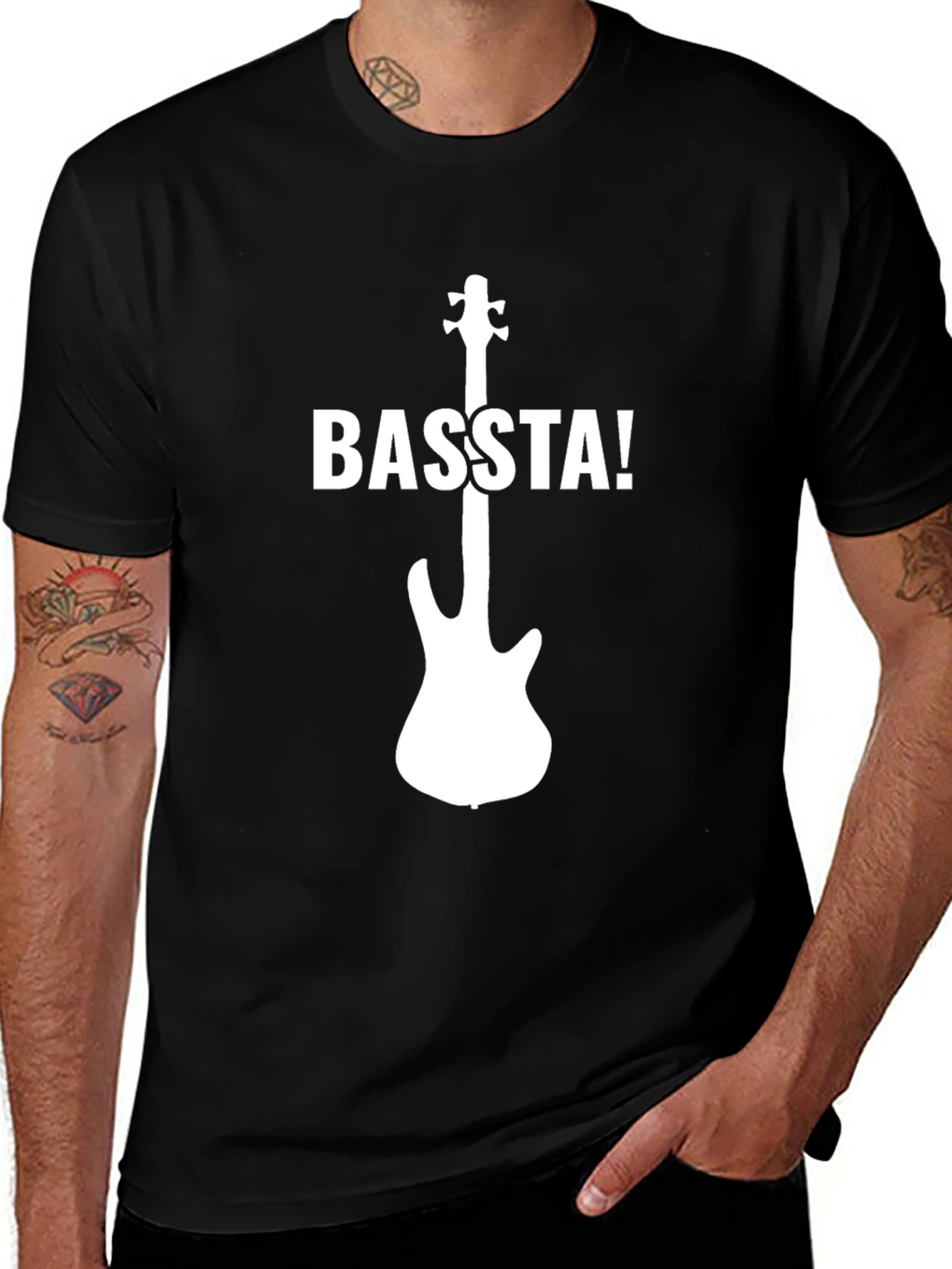 Variant 10 of Basta! Bass Guitar Graphic T-Shirt - Cool Music Tee