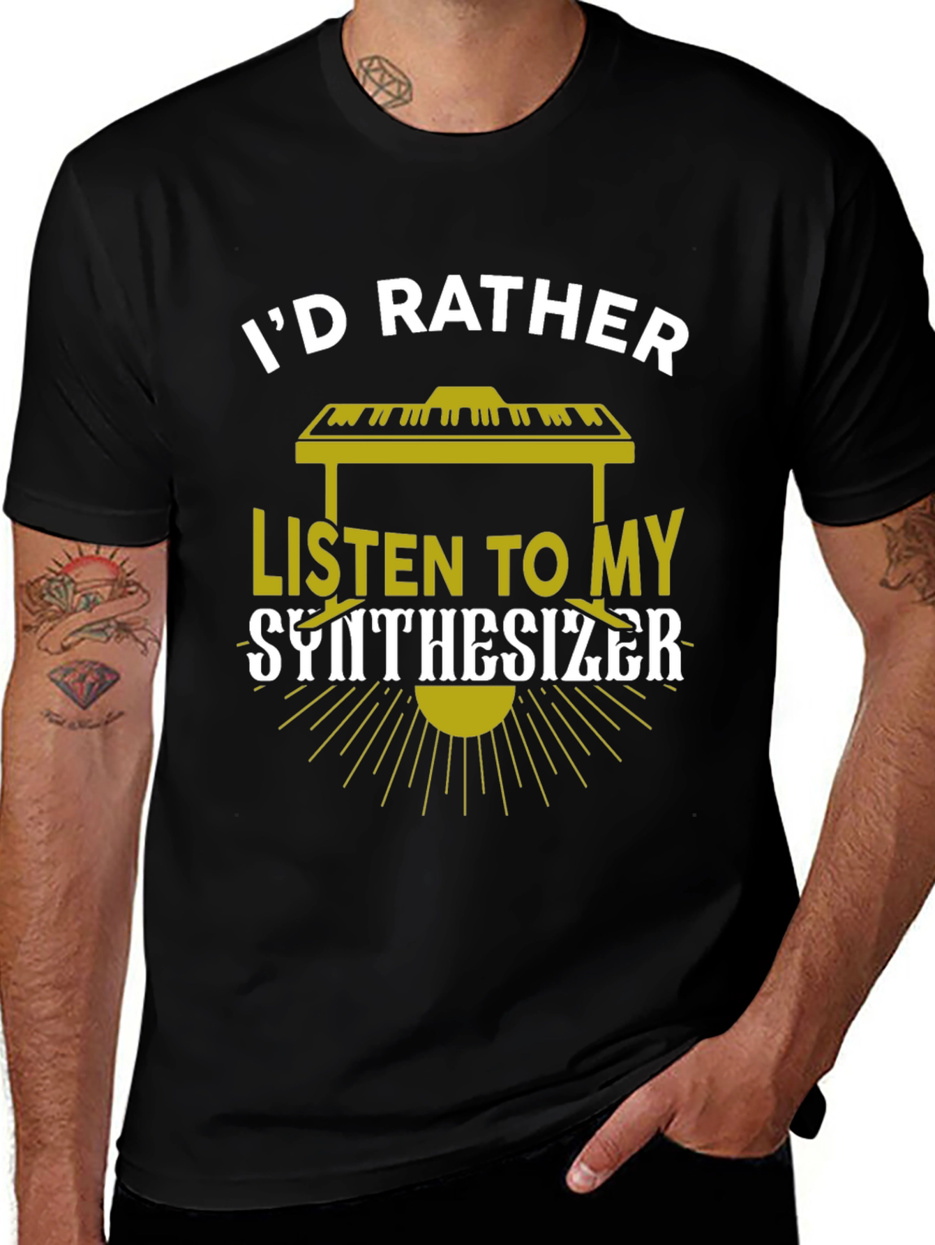 Variant 4 of I'd Rather Listen To My Synthesizer T-Shirt
