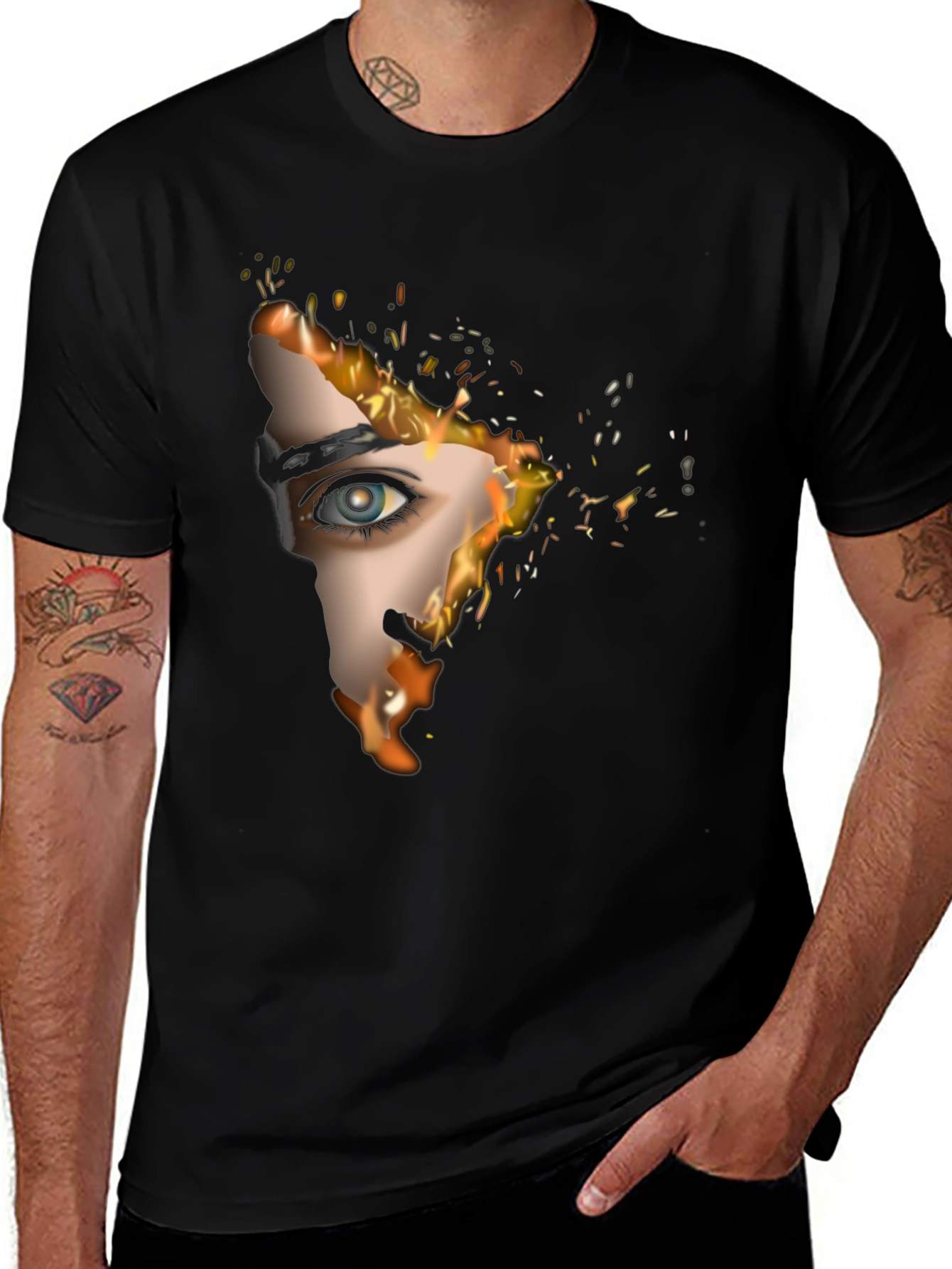 Variant 4 of Fiery Gaze Graphic Tee - Bold Eye Design