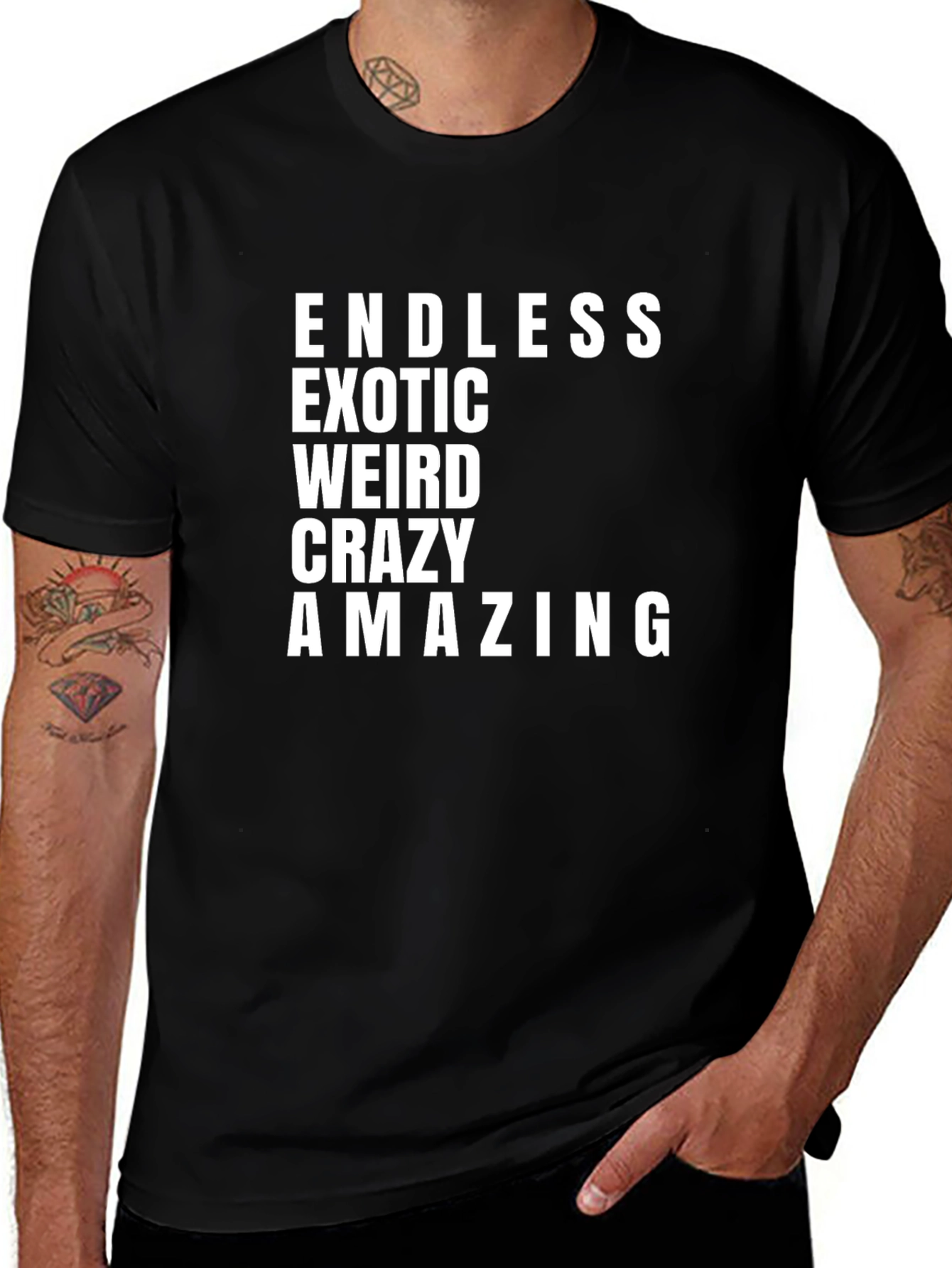 Variant 23 of Endless Exotic Weird Crazy Amazing Black T-Shirt