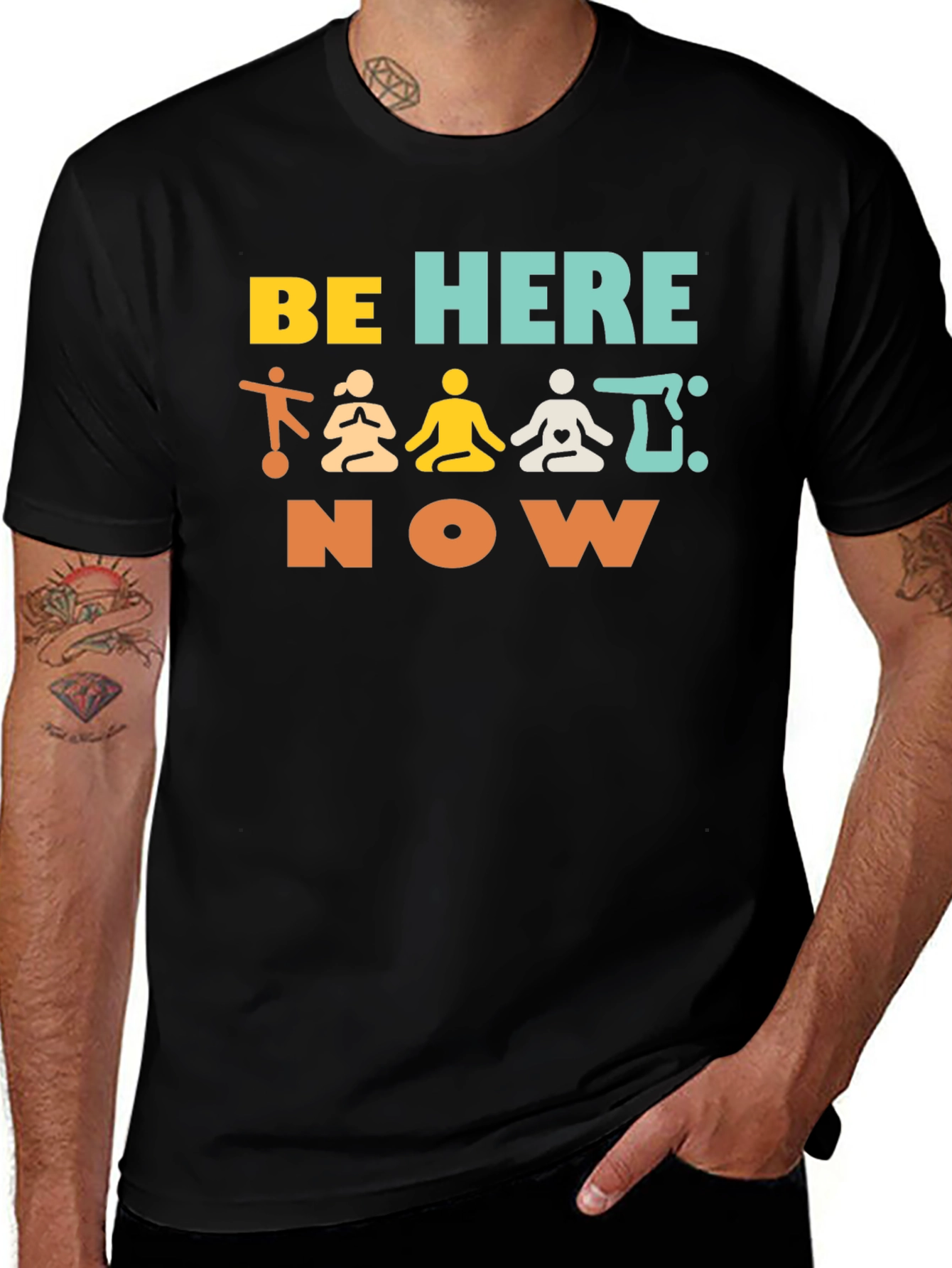 Variant 17 of Be Here Now Yoga Graphic Tee - Unisex