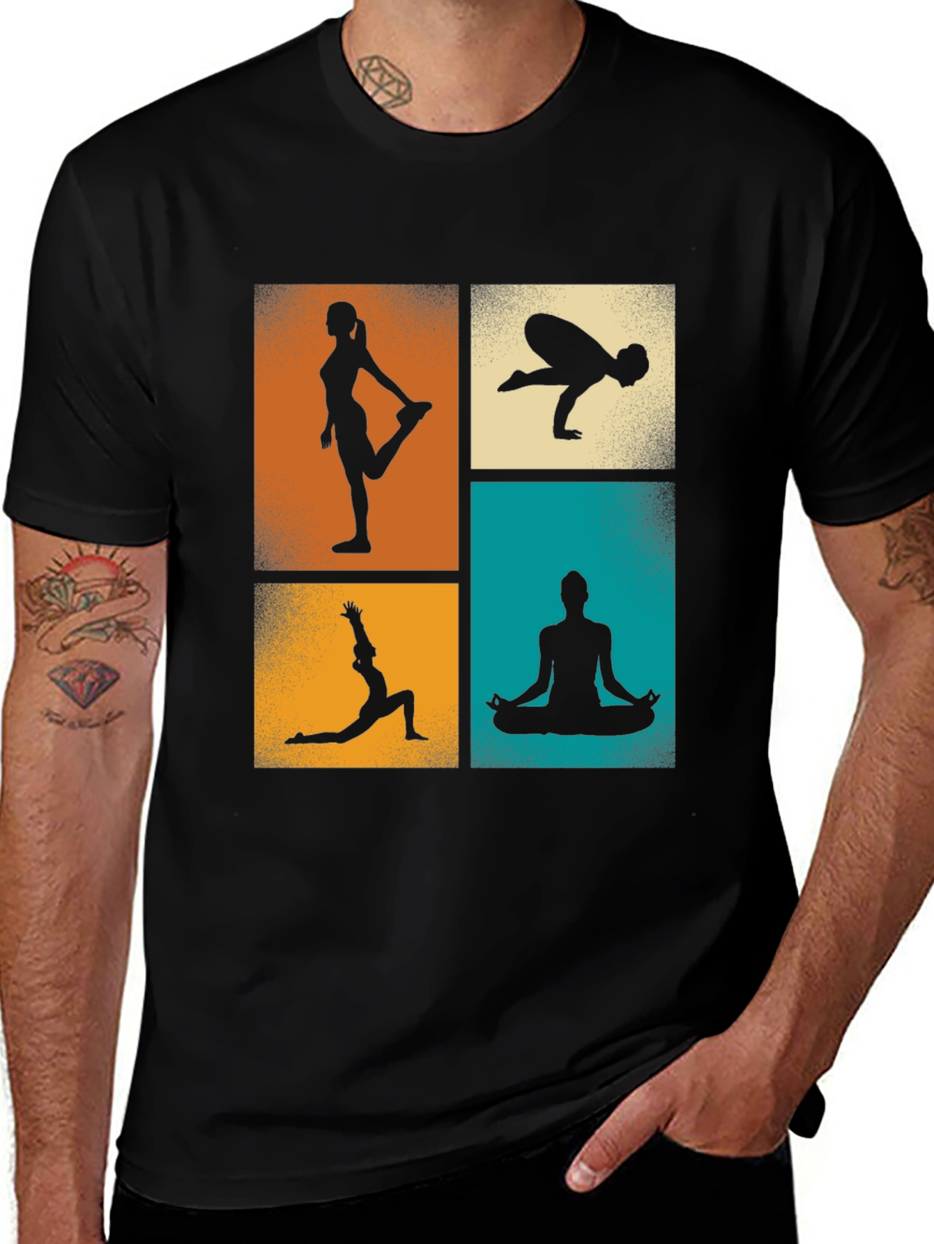 Variant 27 of Yoga Pose Graphic Tee - Black Cotton T-Shirt