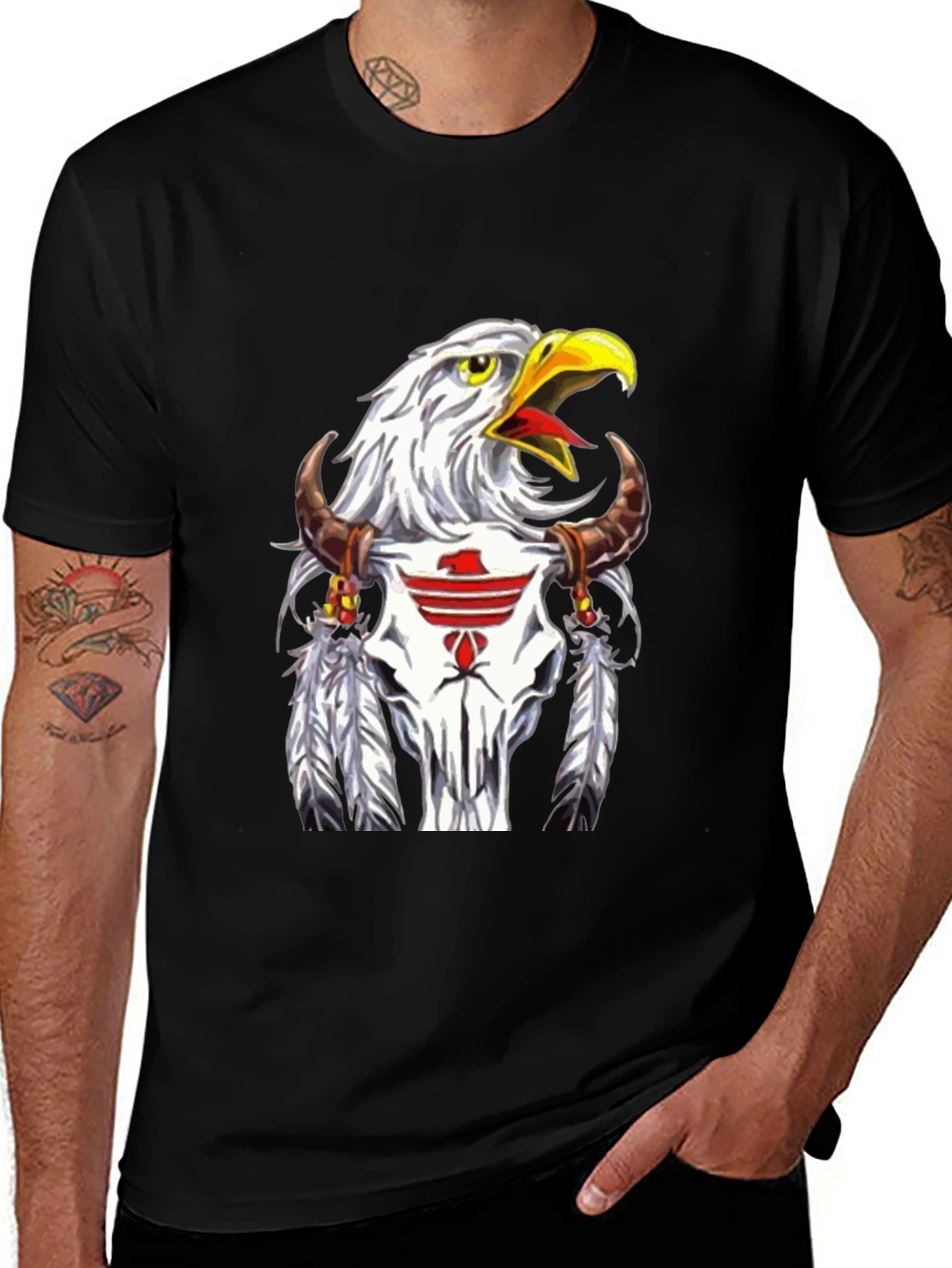 Variant 26 of Eagle & Skull Graphic T-Shirt - Native American Style
