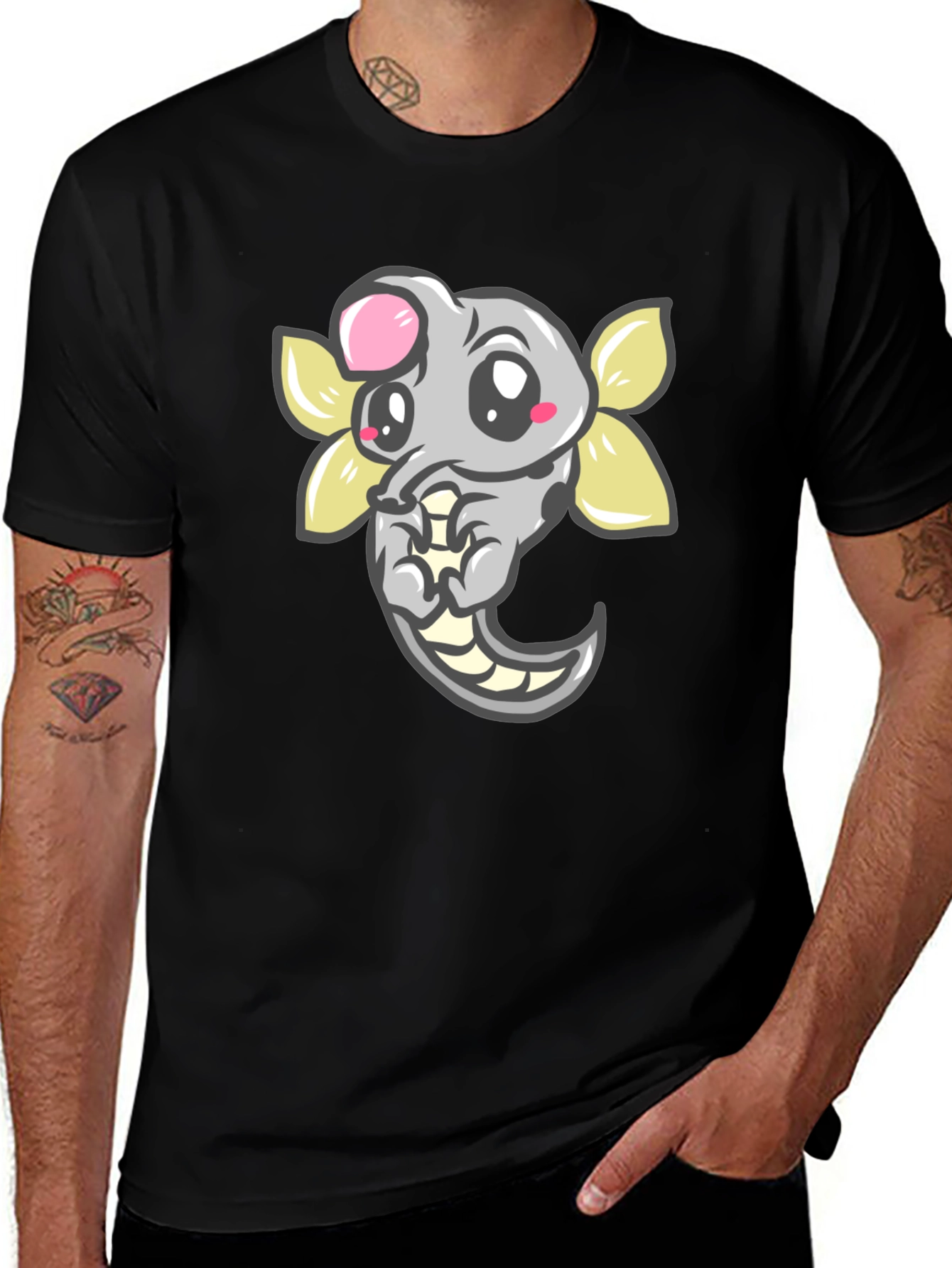 Variant 22 of Cute Cartoon Creature Graphic Tee - Black