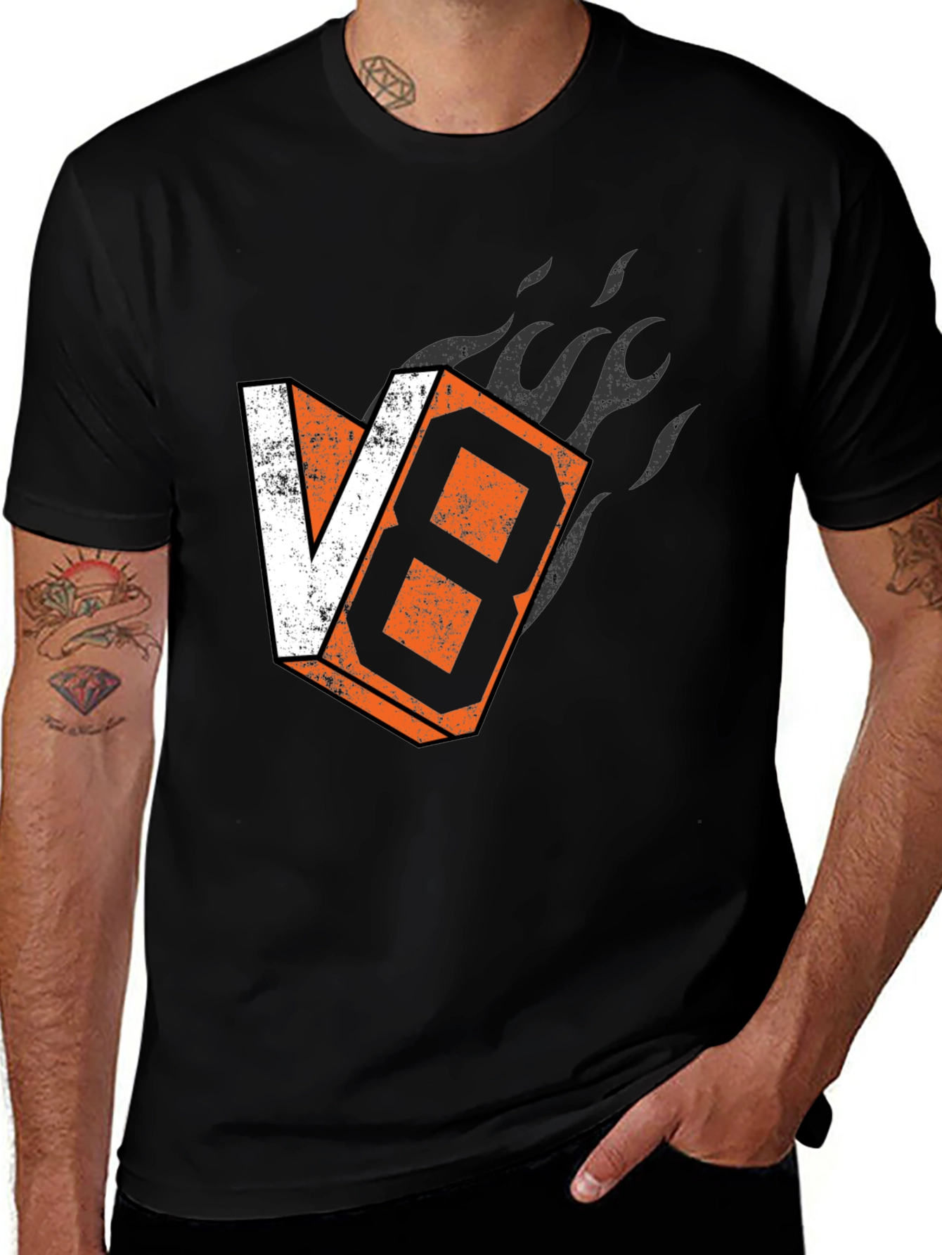 V8 Engine T-Shirt - Black Graphic Tee