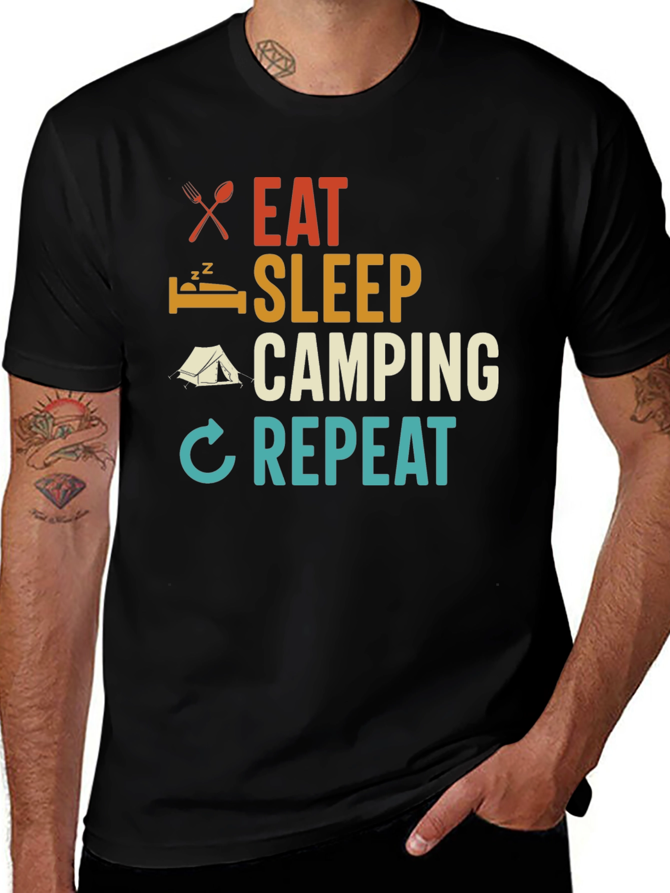 Eat Sleep Camping Repeat Graphic T-Shirt
