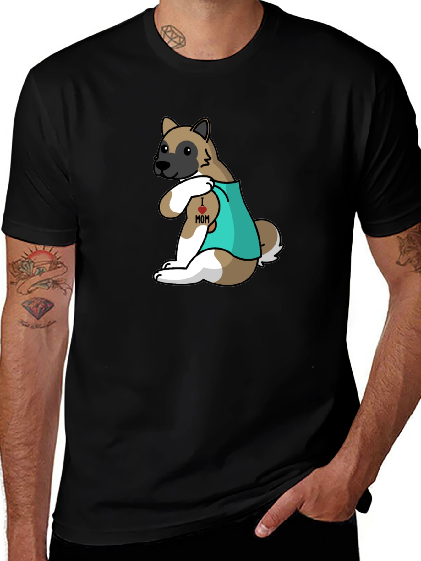 Variant 9 of I Love Mom Dog Graphic Tee - Cute Dog Design