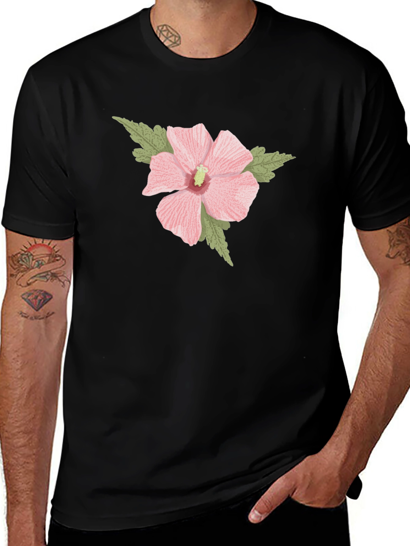 Variant 26 of Pink Hibiscus Flower Graphic Tee
