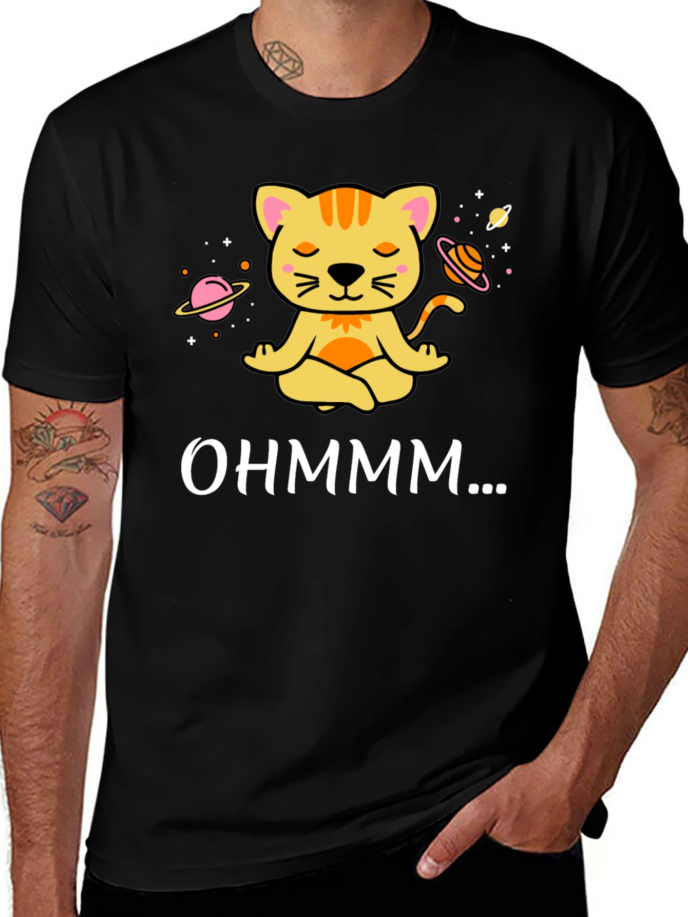 Zen Cat Meditation T-Shirt - Ohm Planets