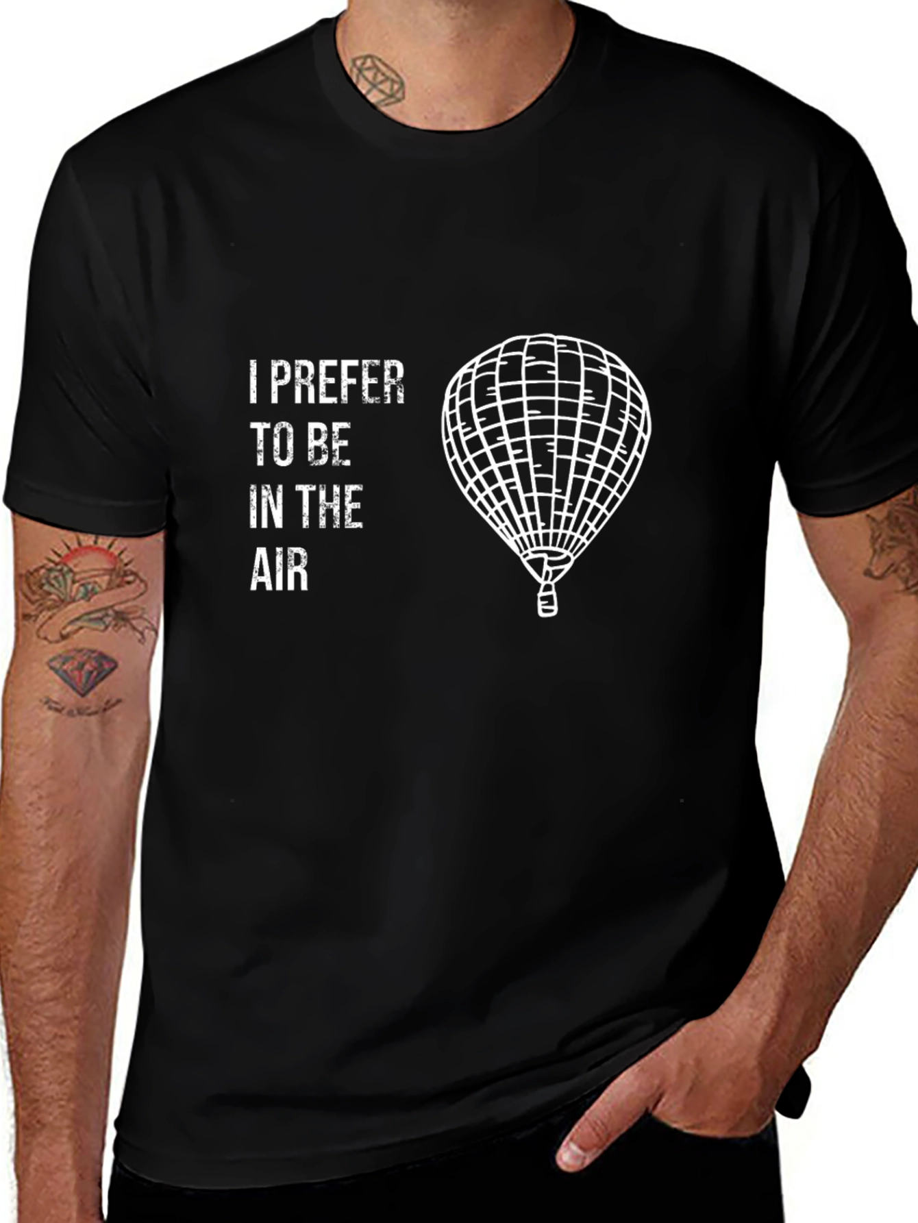 Variant 11 of I Prefer To Be In The Air T-Shirt Black Hot Air Balloon