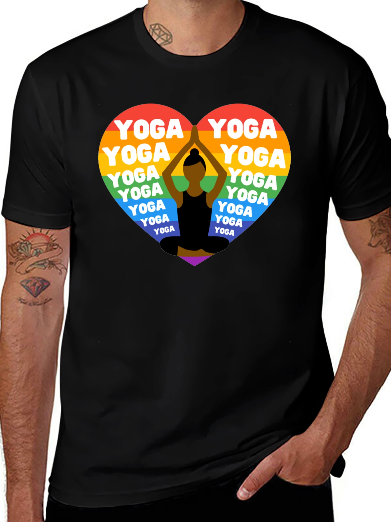 Variant 27 of Rainbow Yoga Heart T-Shirt