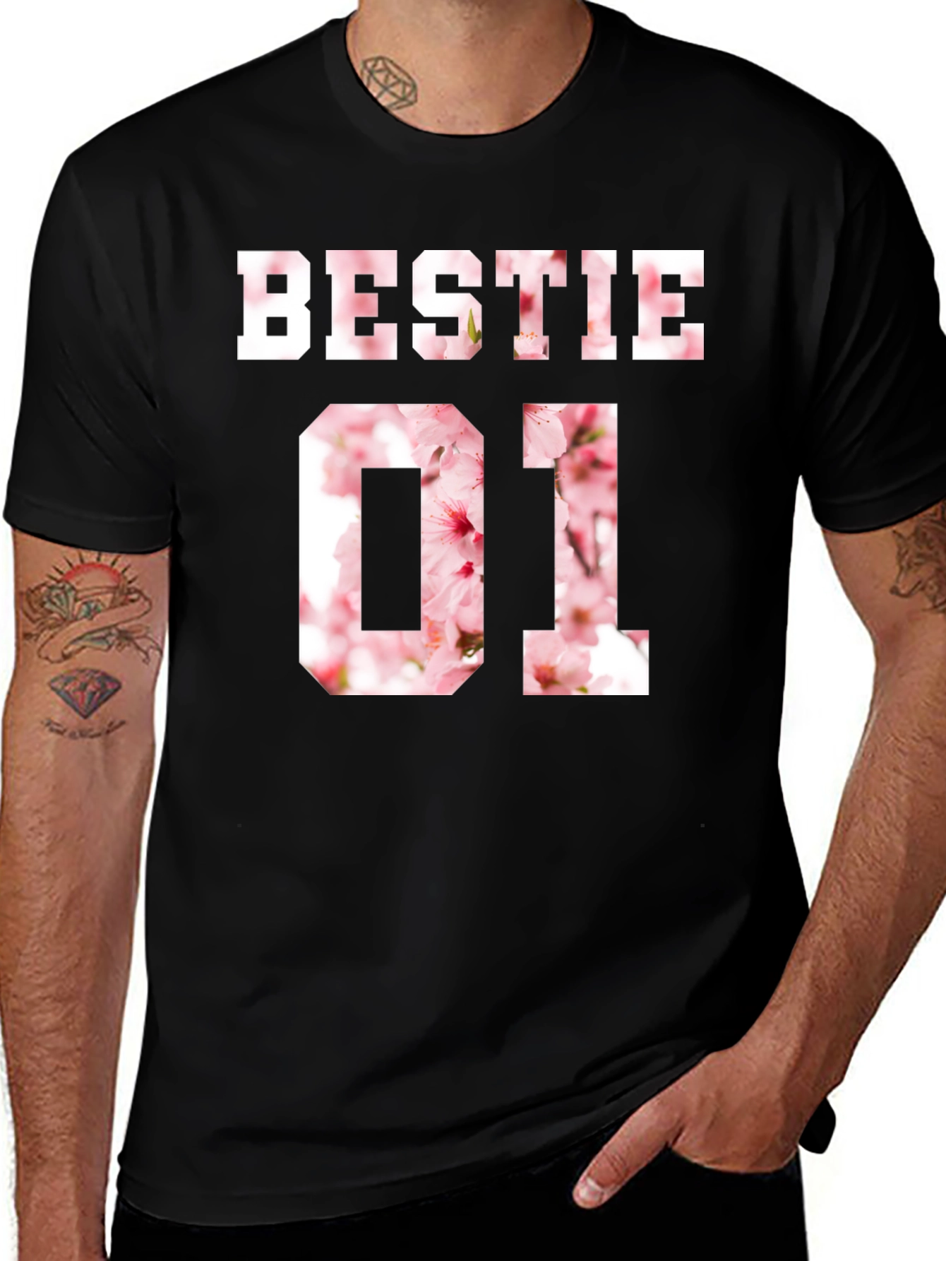 Variant 8 of Bestie 01 Graphic Tee - Floral Number Design
