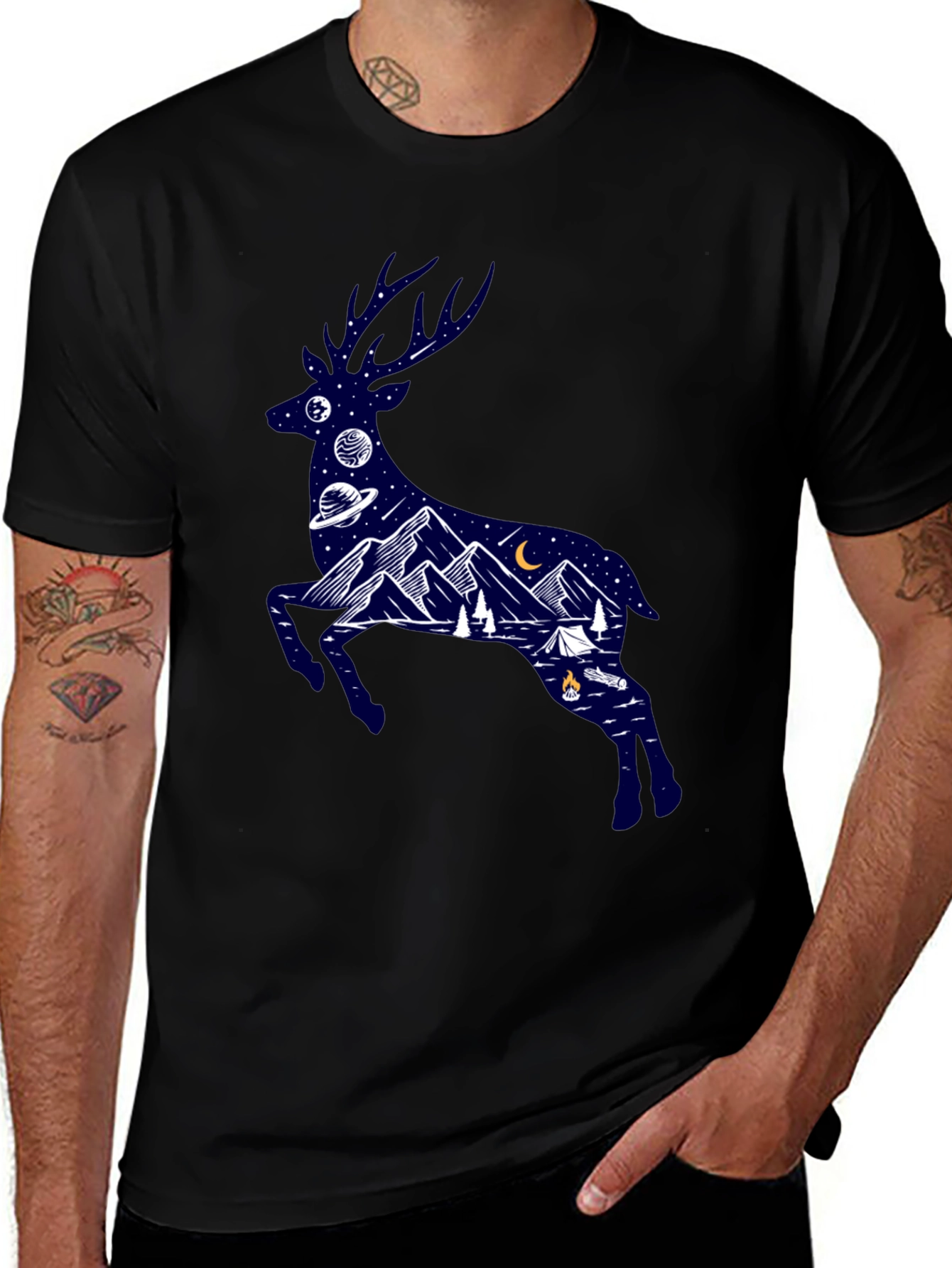 Variant 10 of Deer Silhouette Graphic Tee - Black