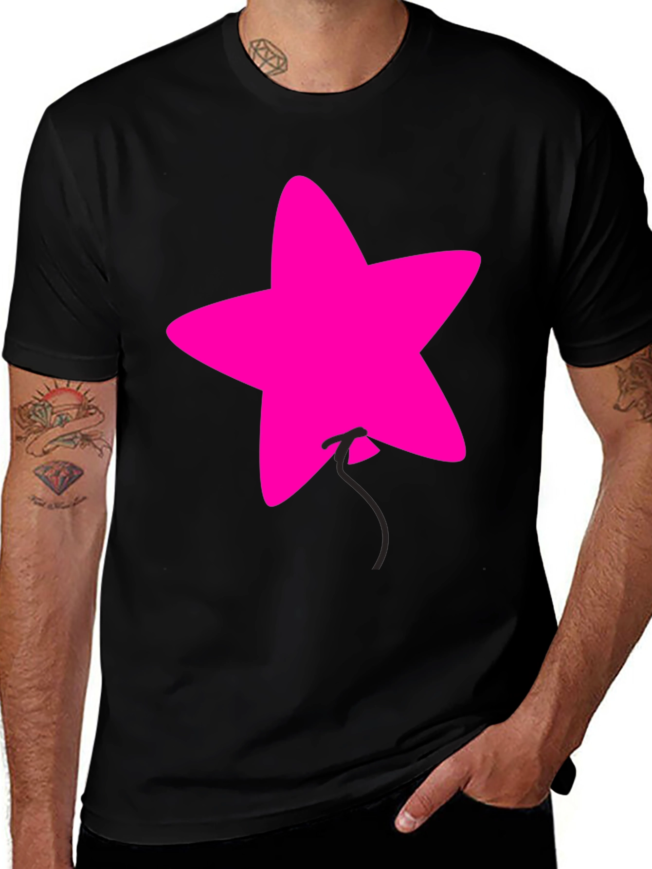 Variant 25 of Pink Star Balloon Graphic Black Tee