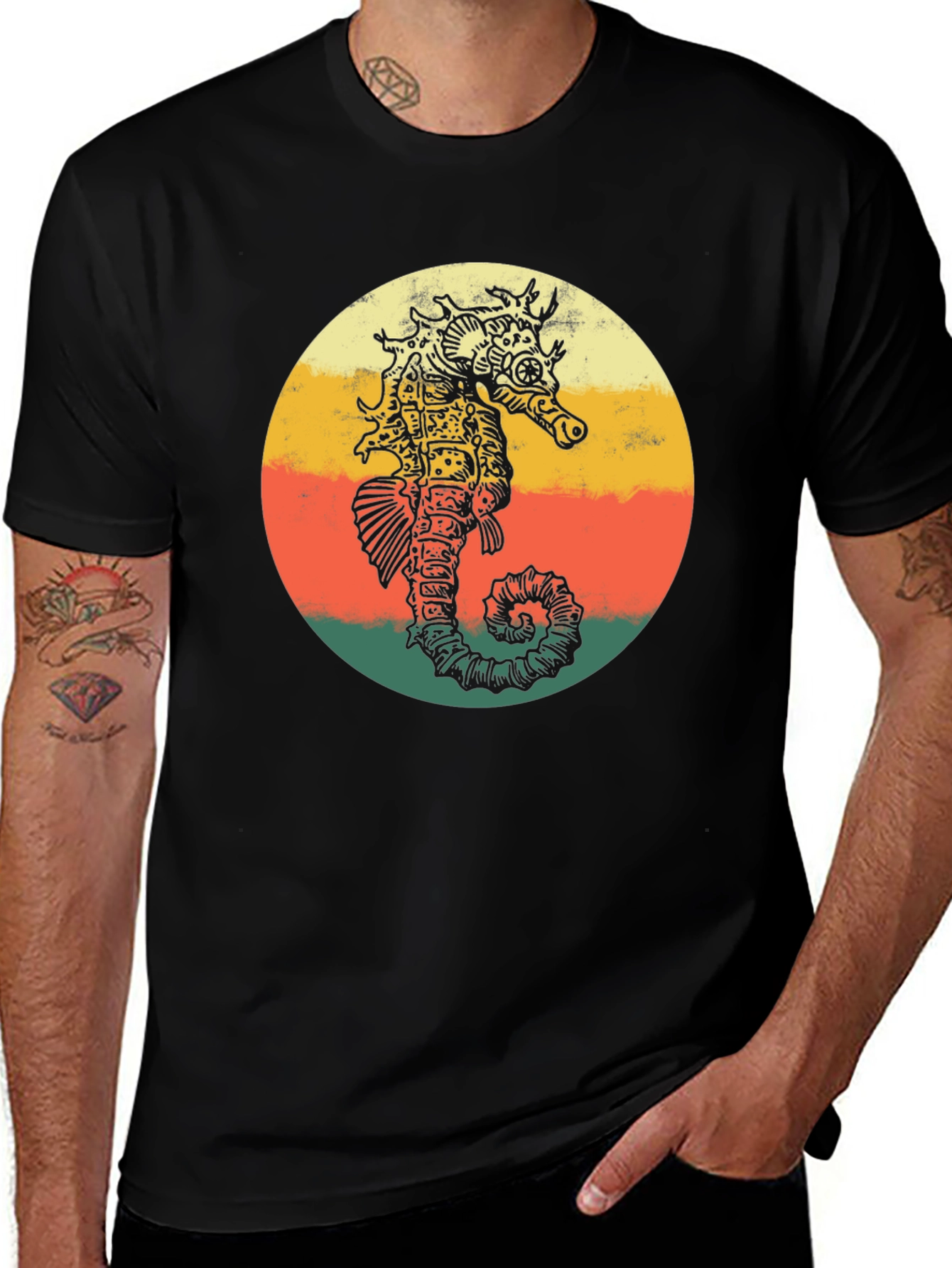 Variant 19 of Retro Seahorse T-Shirt - Steampunk Style