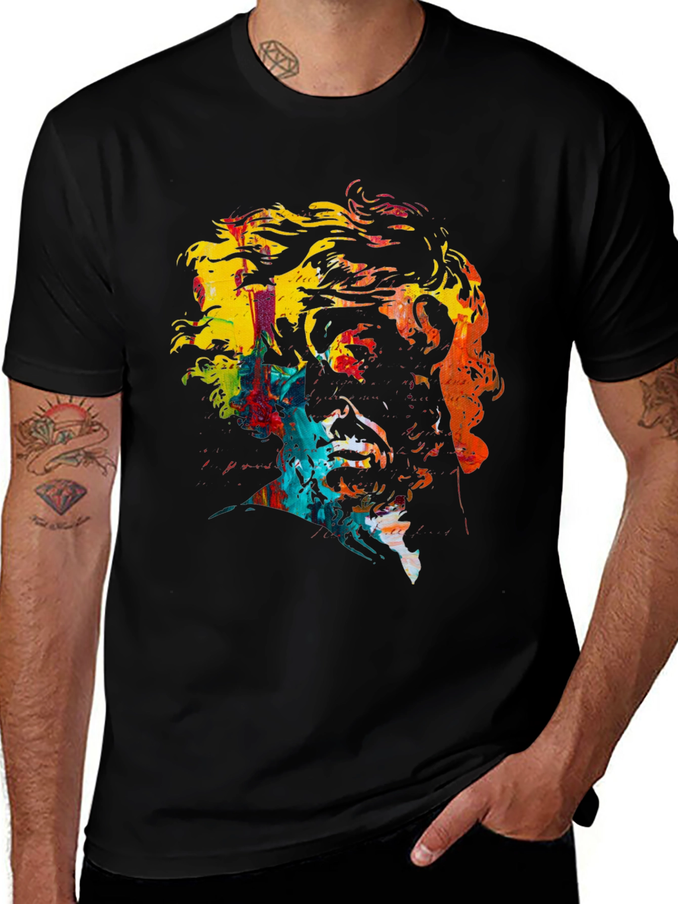 Variant 8 of Abstract Portrait Graphic Tee - Stylish Black T-Shirt