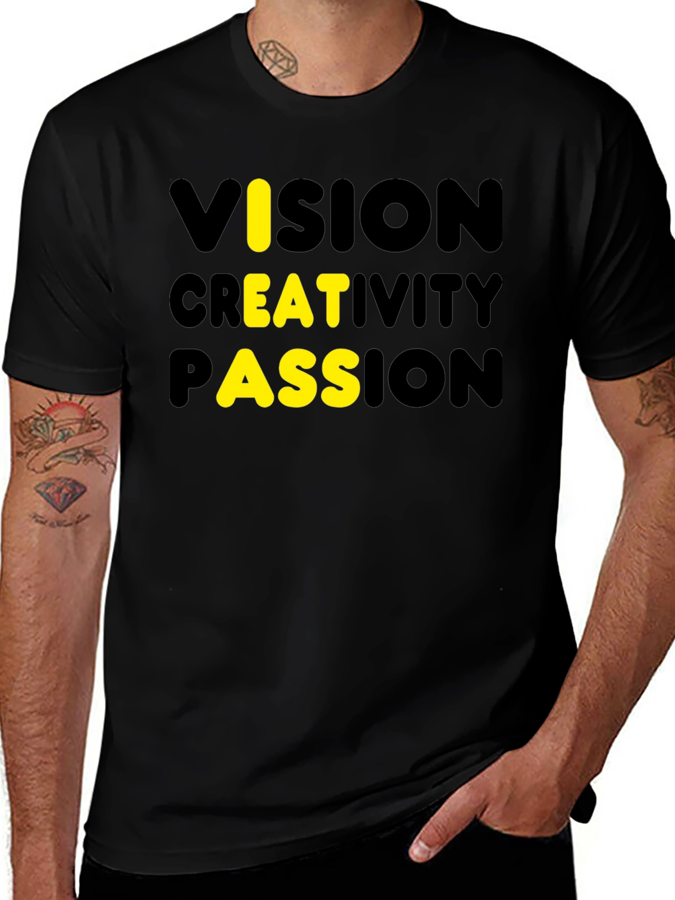 Variant 20 of Vision Creativity Passion Men's Black T-Shirt