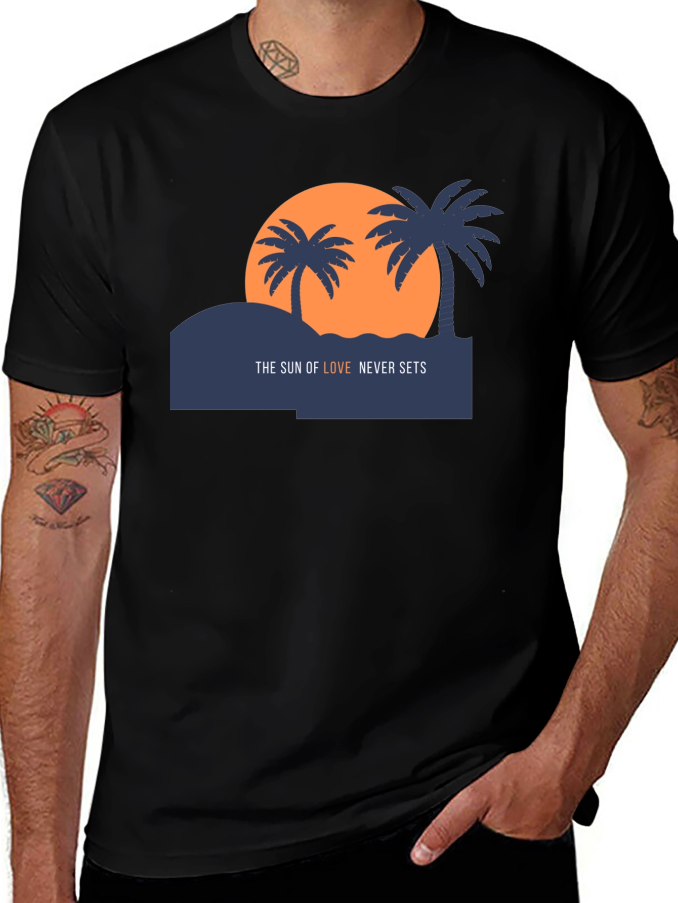 Variant 14 of Sunset Palm T-Shirt - The Sun of Love Never Sets