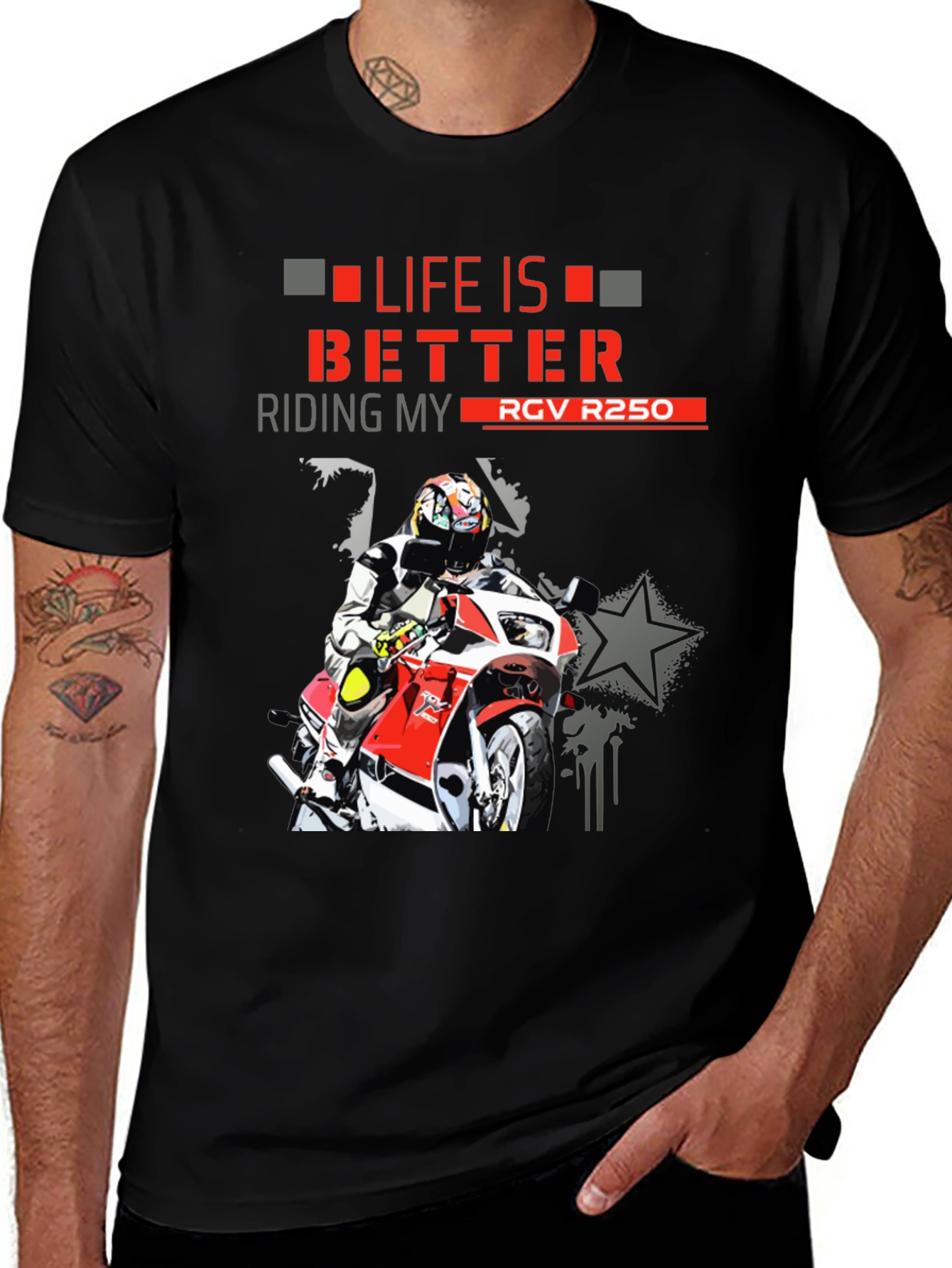 Variant 29 of Life is Better RGV R250 Motorcycle Graphic T-Shirt