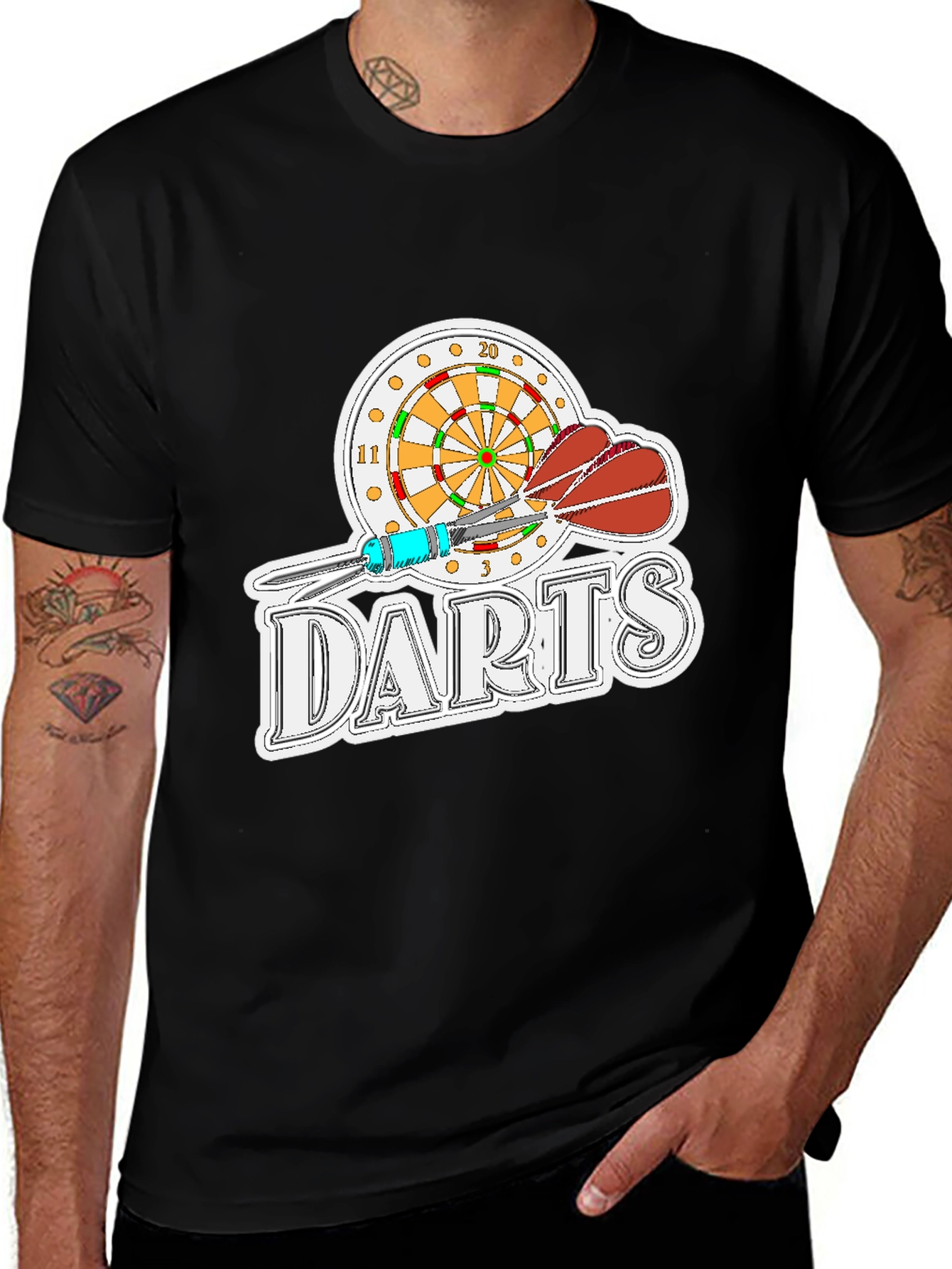 Variant 20 of Darts Graphic Tee - Black Casual T-Shirt