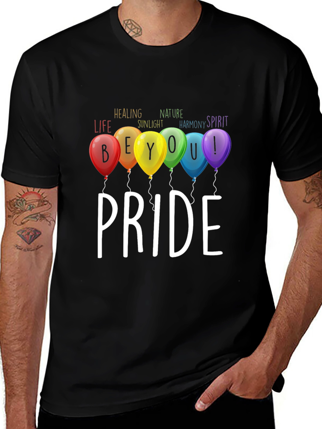 Pride T-Shirt: Be You! Rainbow Balloons Graphic Tee