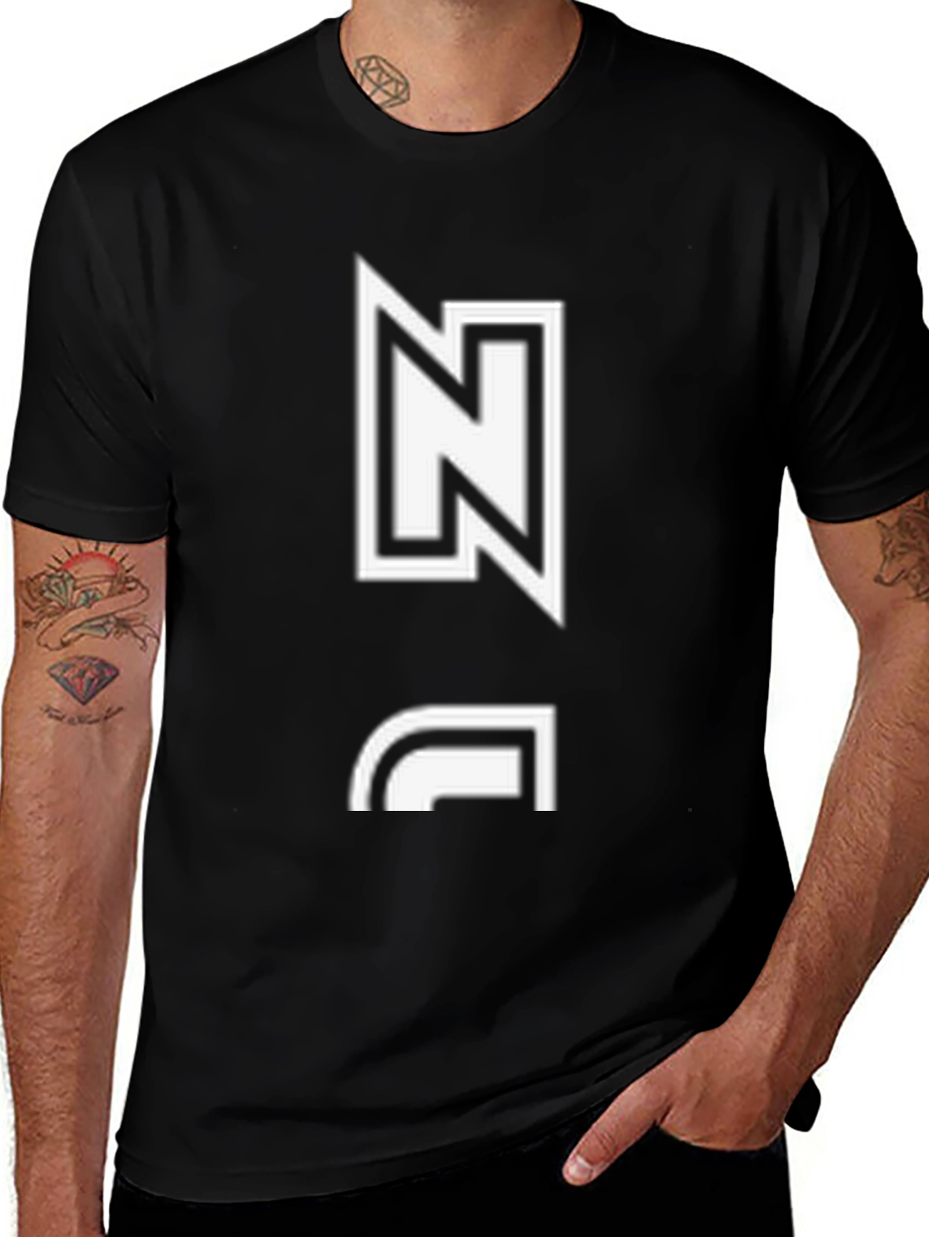 Modern Black T-Shirt with Letter Design
