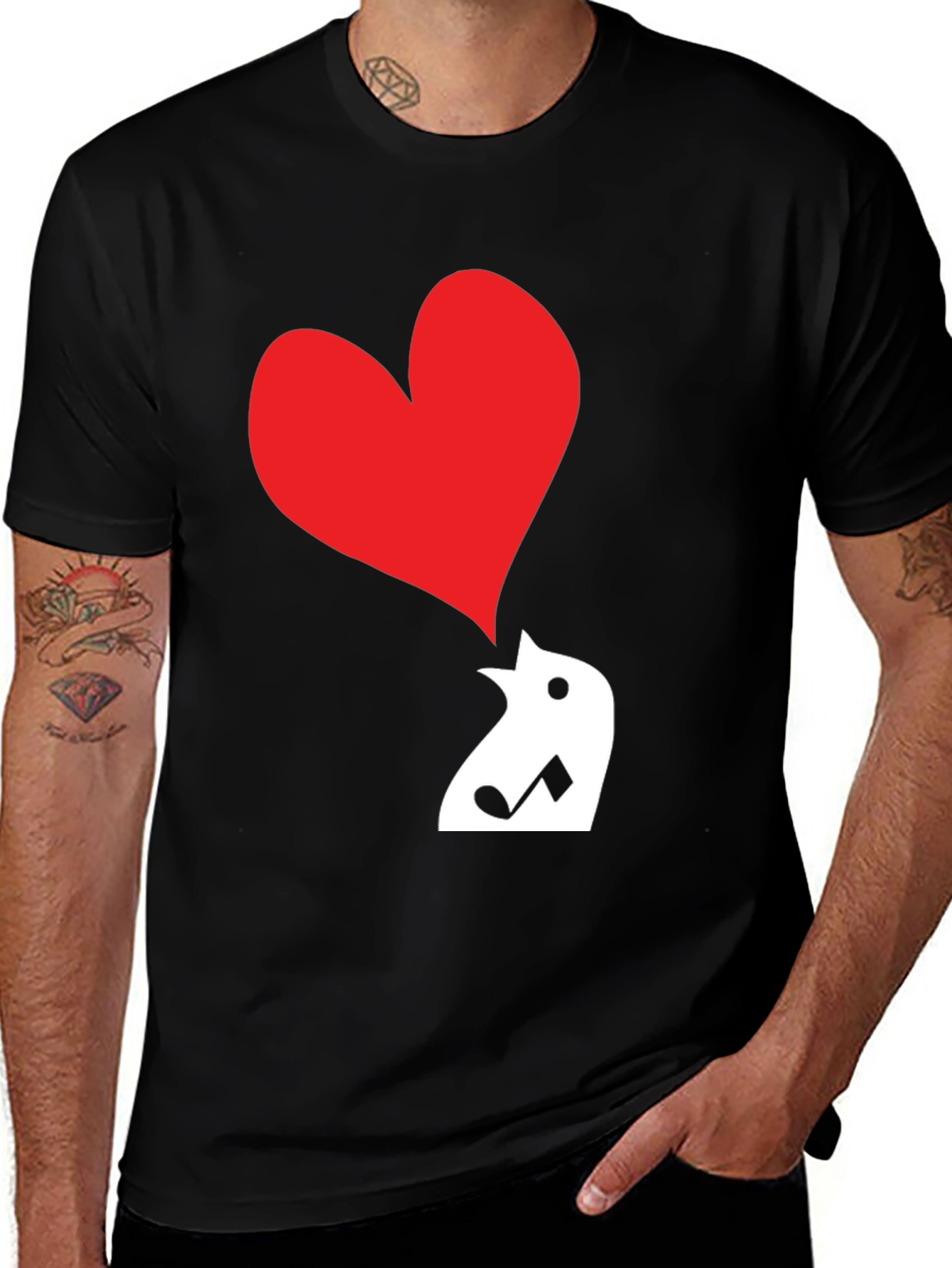 Variant 9 of Heart Songbird Black T-Shirt
