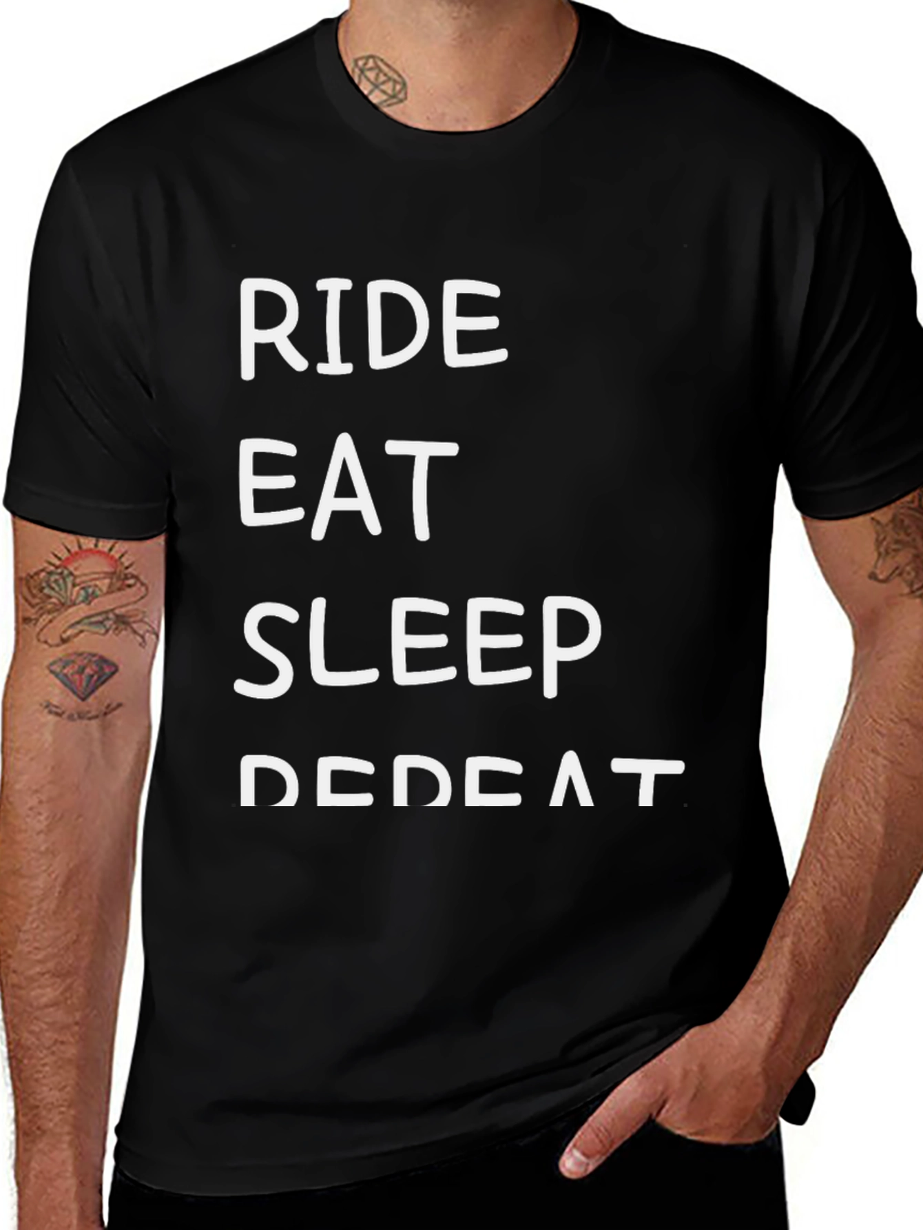 Variant 10 of Ride Eat Sleep Repeat Black Graphic Tee
